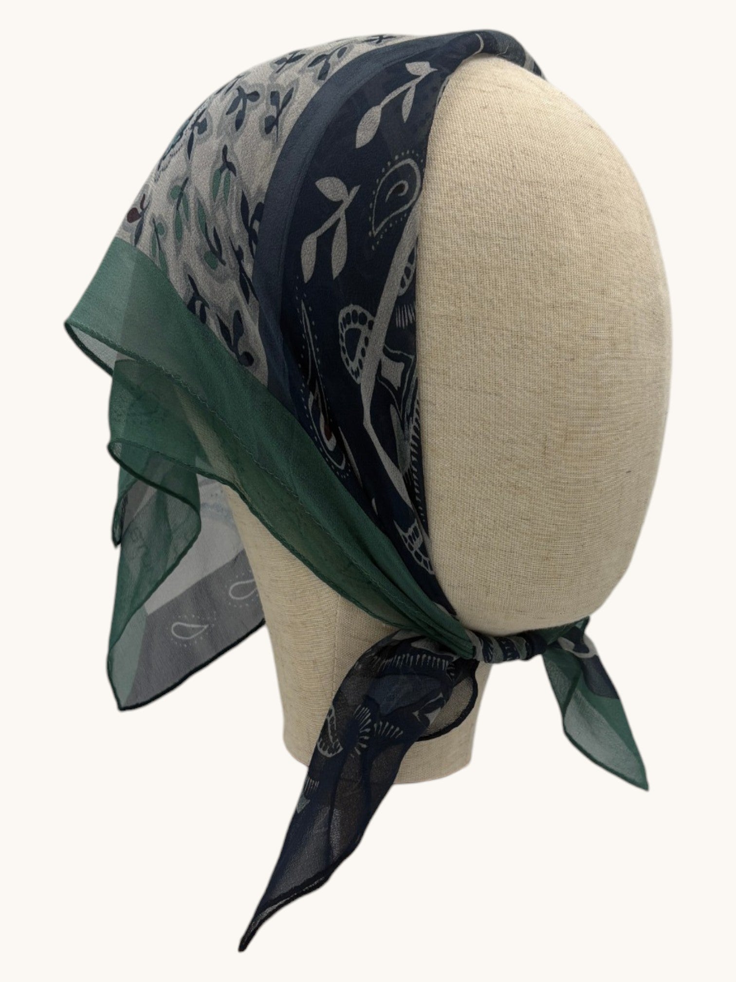 90s Halston Green Blue Paisley Scarf