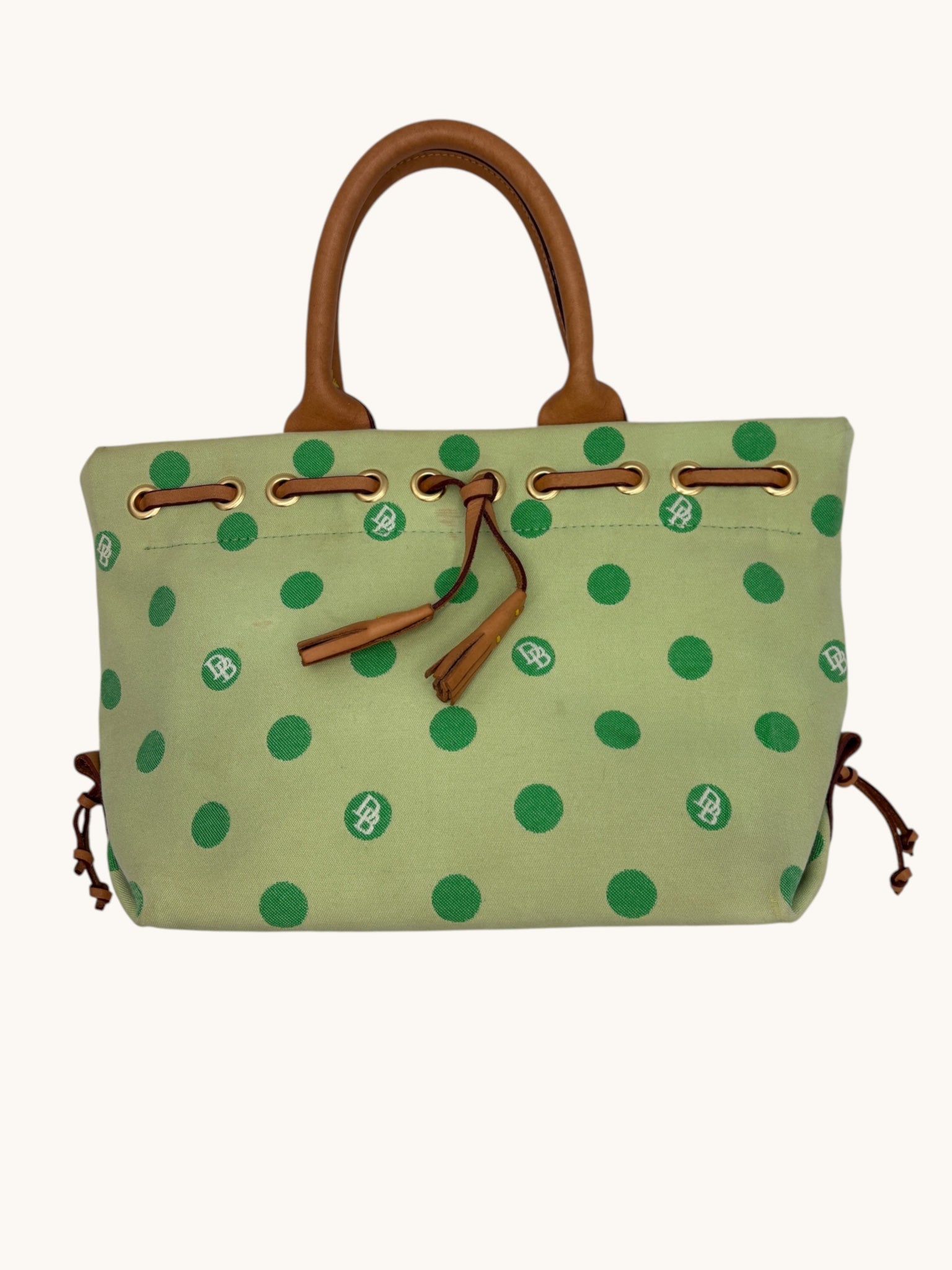 90s Dooney & Burke Green Polka Dot Tote