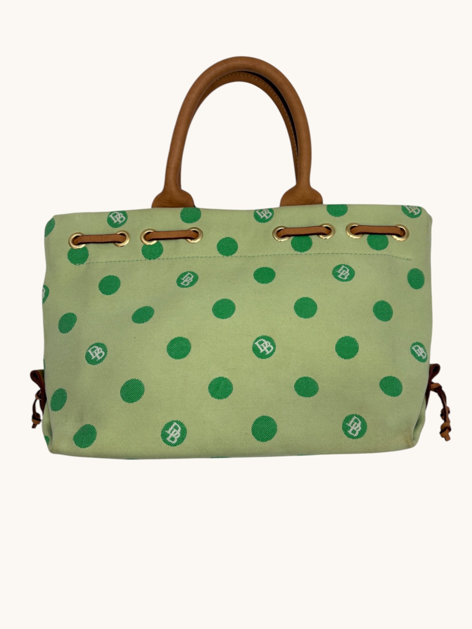 90s Dooney & Burke Green Polka Dot Tote