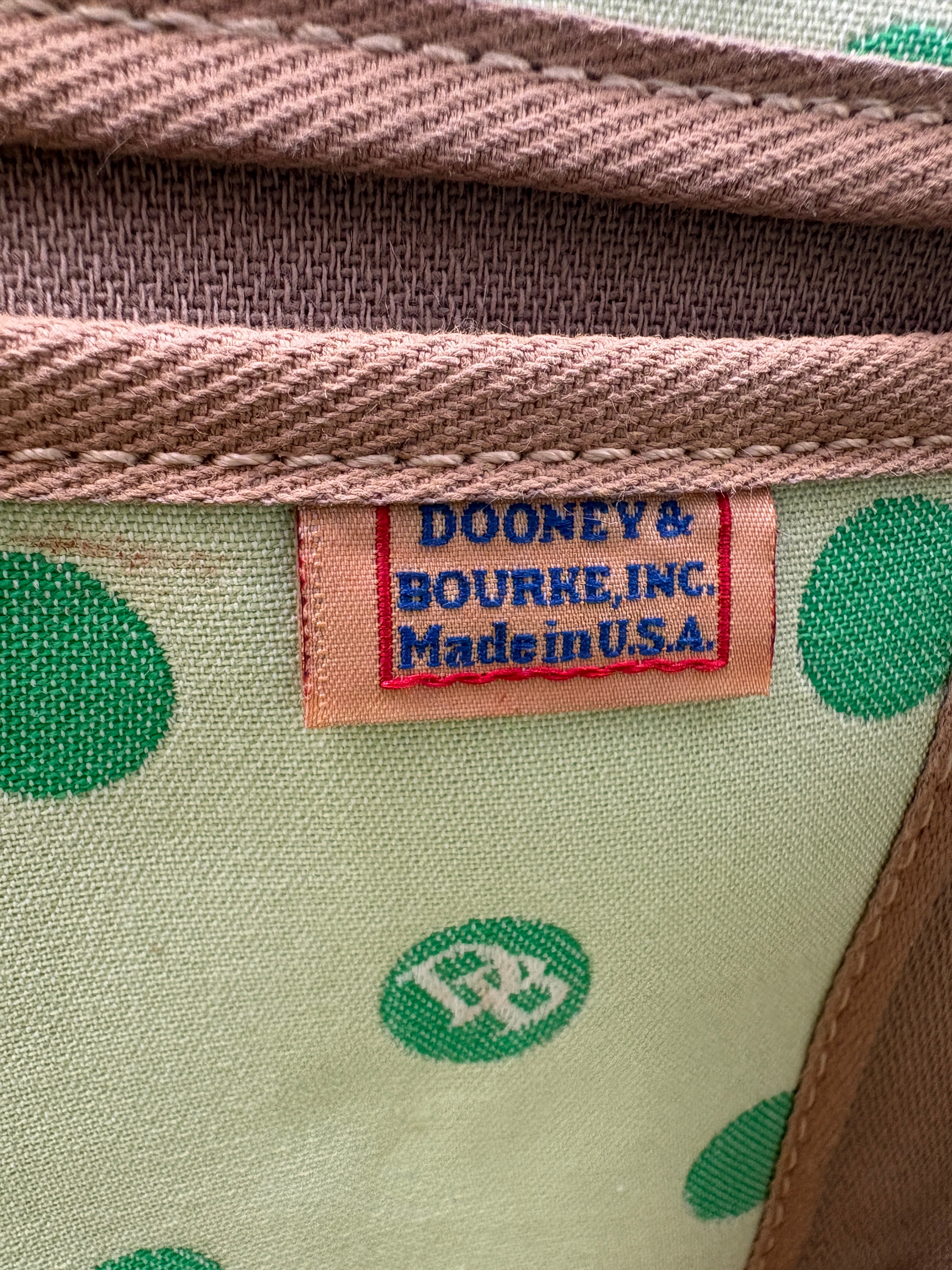 90s Dooney & Burke Green Polka Dot Tote