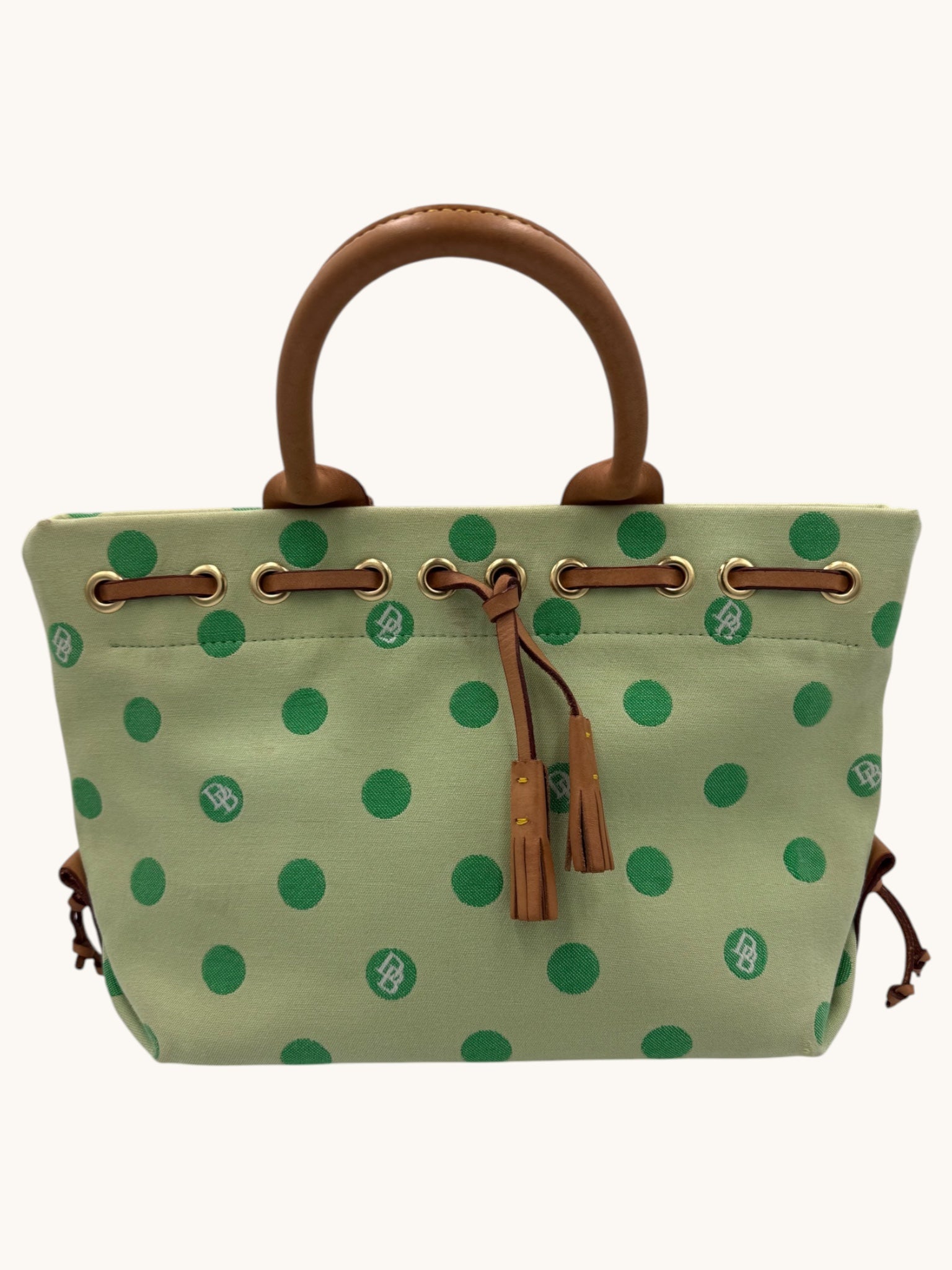 90s Dooney & Burke Green Polka Dot Tote