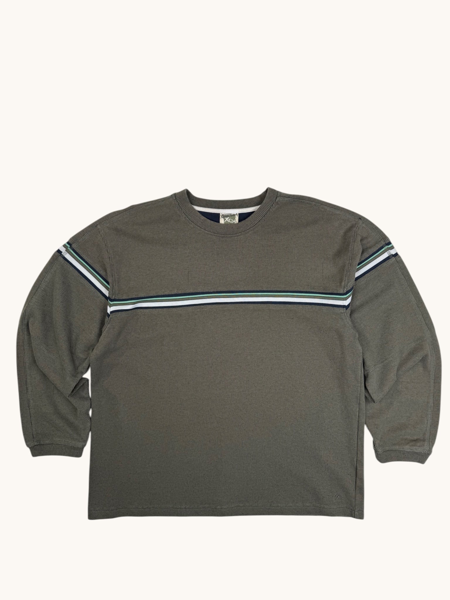 90s Xtreme Gear Green Ribbed Long Sleeve Top - L