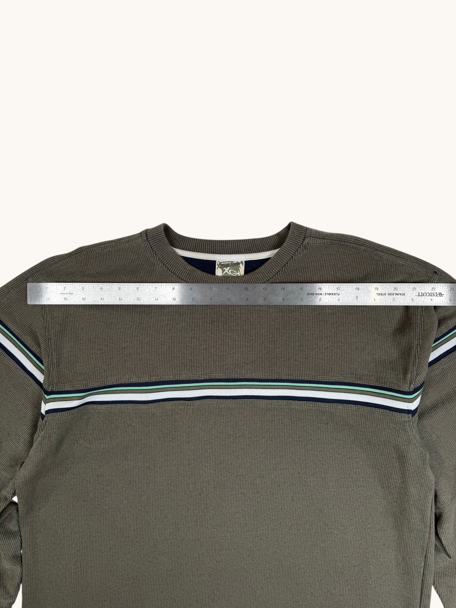 90s Xtreme Gear Green Ribbed Long Sleeve Top - L