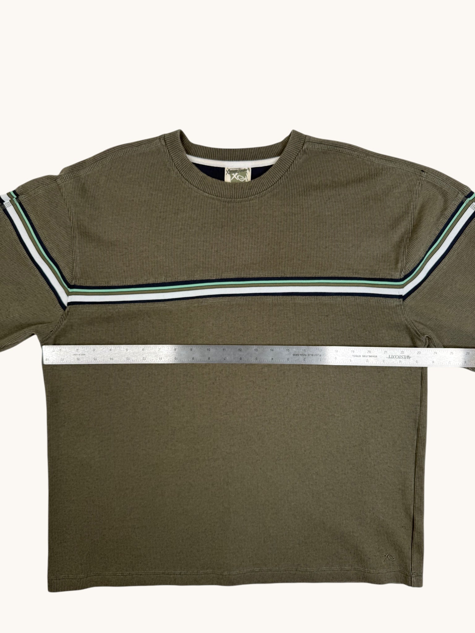 90s Xtreme Gear Green Ribbed Long Sleeve Top - L