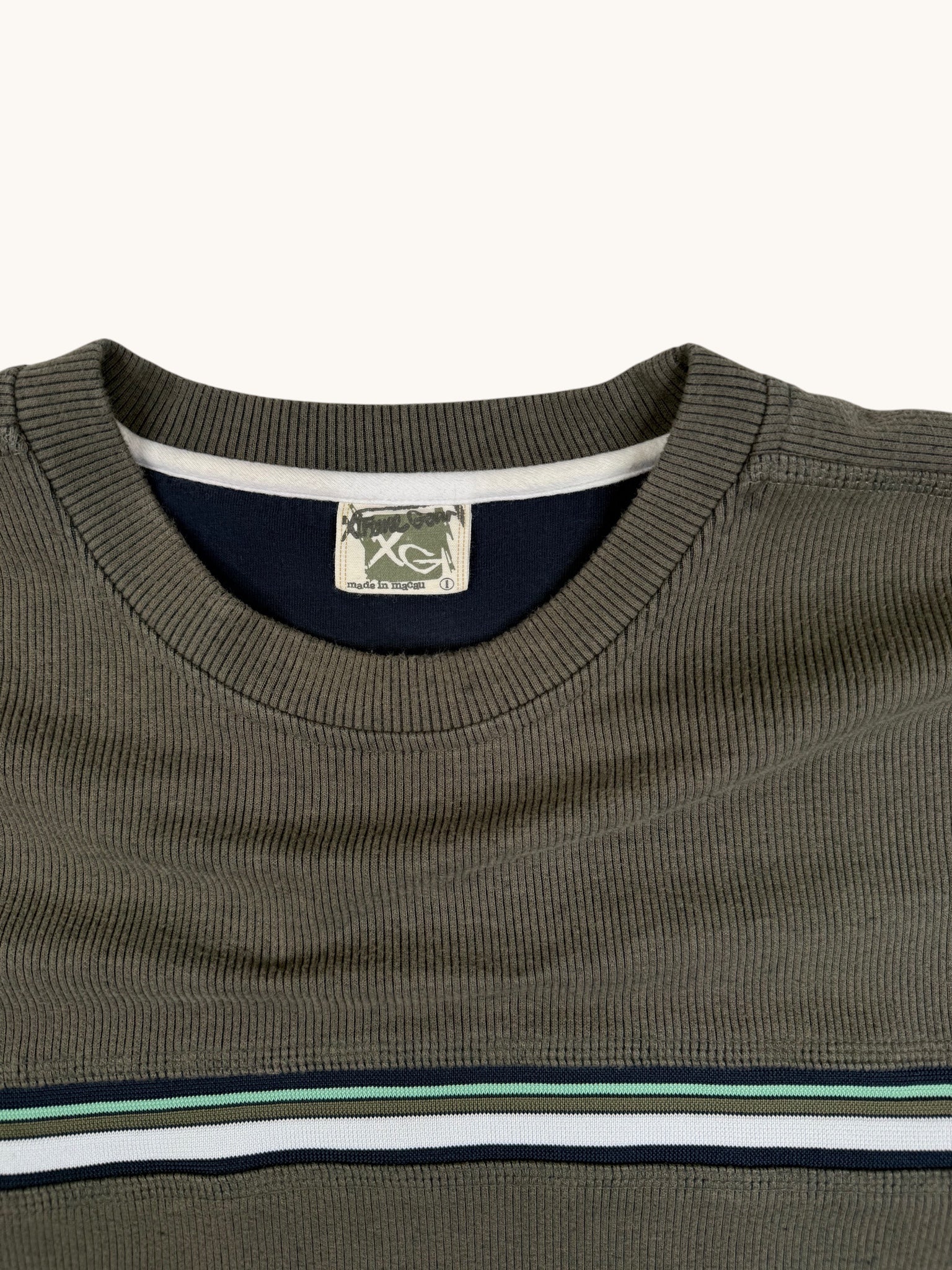 90s Xtreme Gear Green Ribbed Long Sleeve Top - L