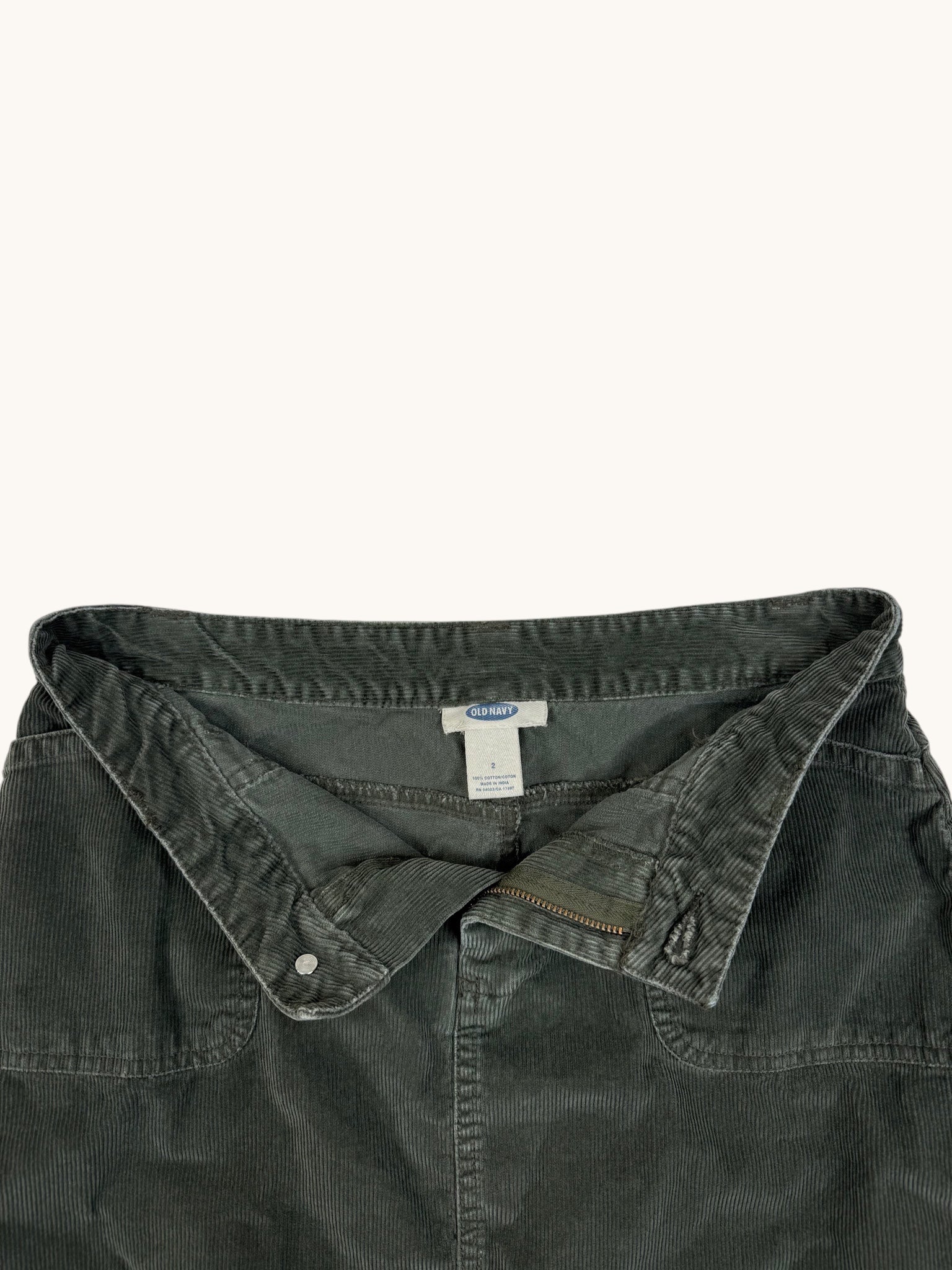 00s Old Navy Green Corduroy Skirt - 2