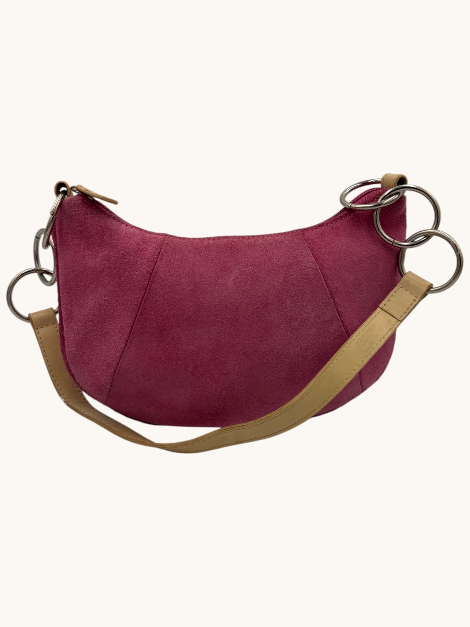 90s M. London Pink Suede Shoulder Bag