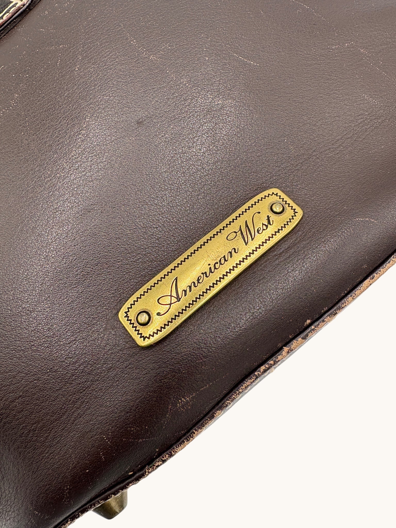 90s American West Brown Leather Buckle Bag