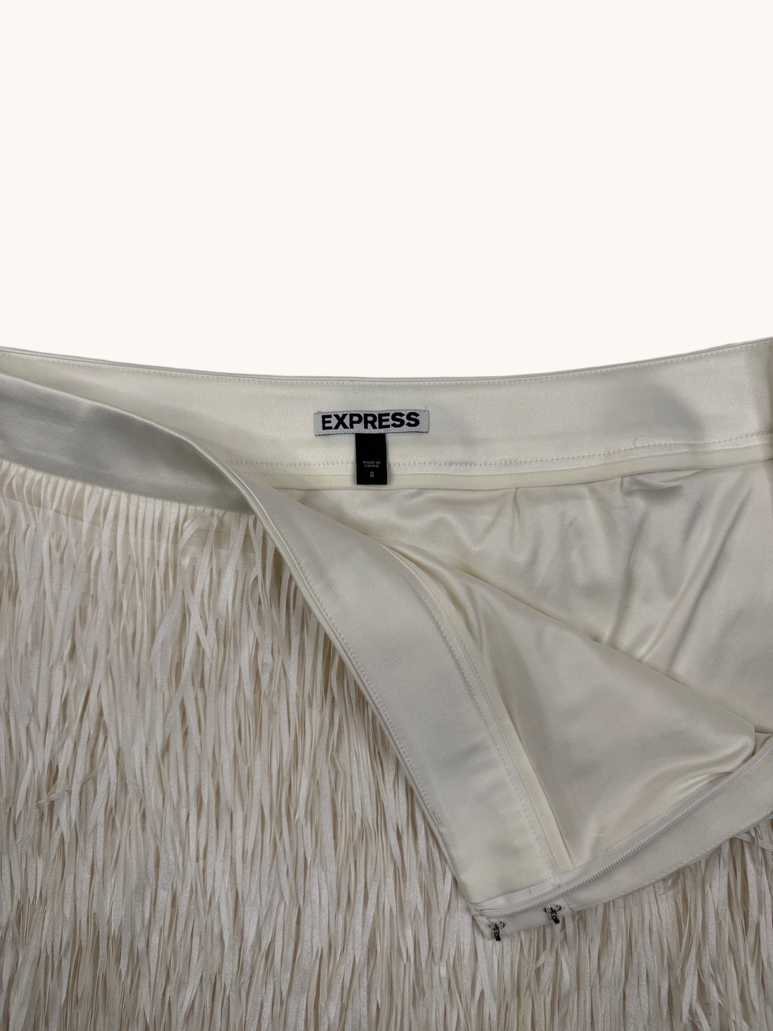 Express White Fringe Skirt - 2