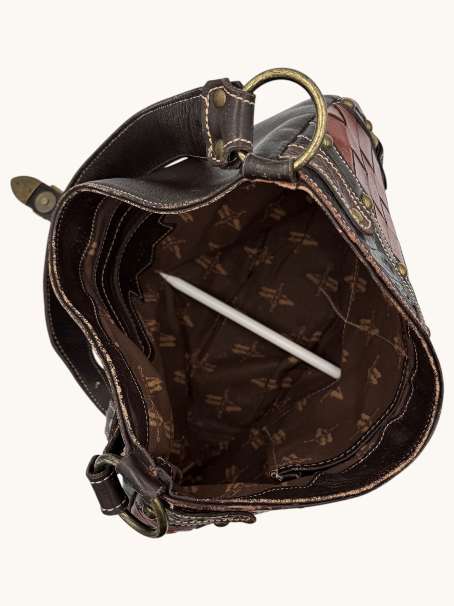 90s American West Brown Leather Buckle Bag