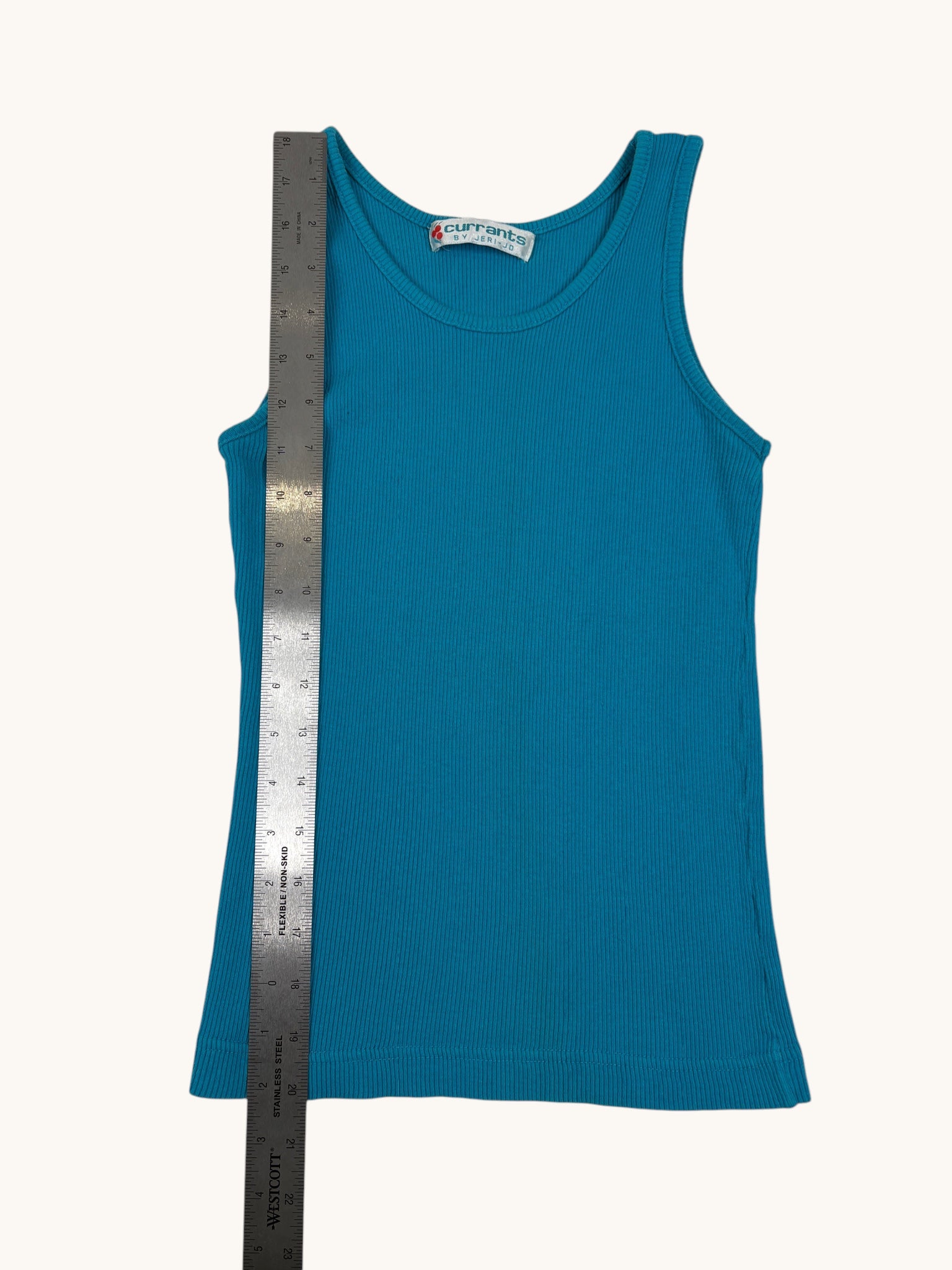 90s currants by Jeri-Jo Blue Ribbed Tank