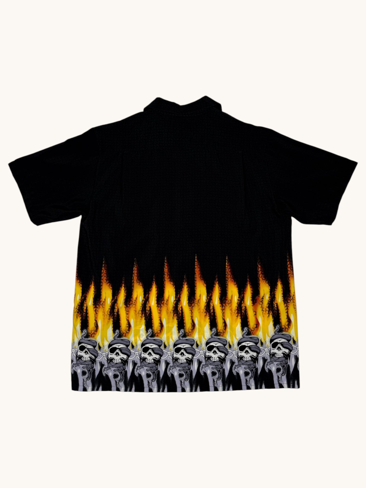 90s XG Black Flames Button Up - L