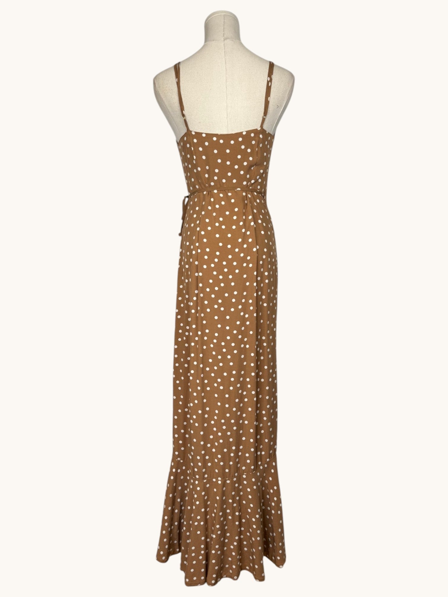 L Space Brown Polka Dot Wrap Dress - XS