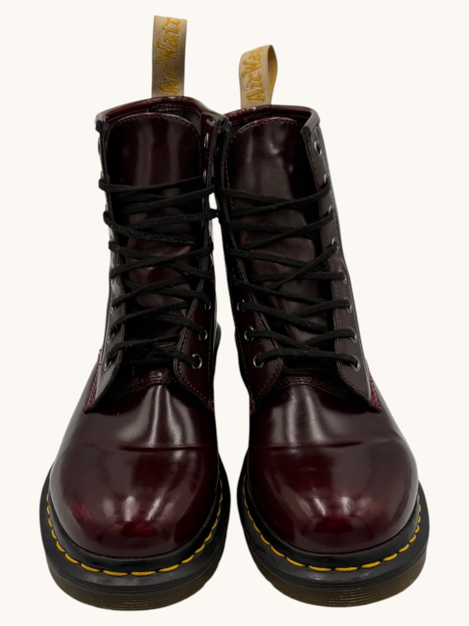 00s Dr. Martens Burgundy Leather Combat Boots - 9 W