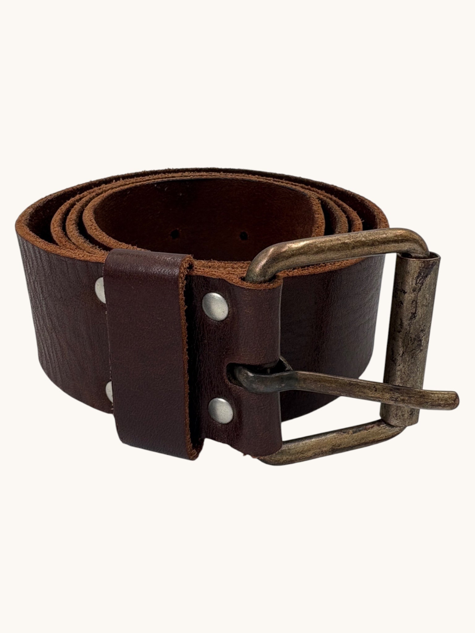90s C&A Brown Leather Belt - L