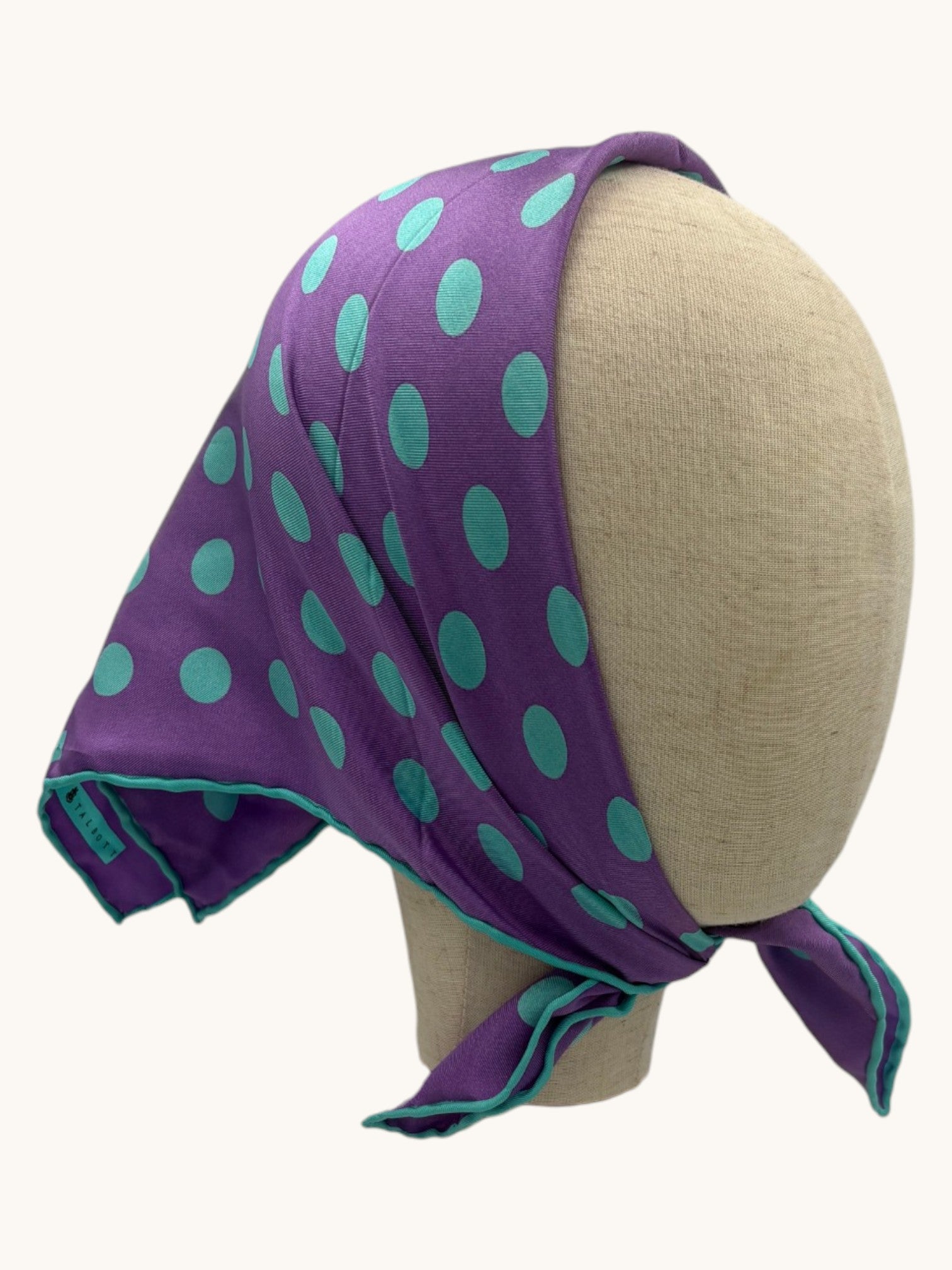 90s Audrey Talbott Purple Polka Dot Scarf