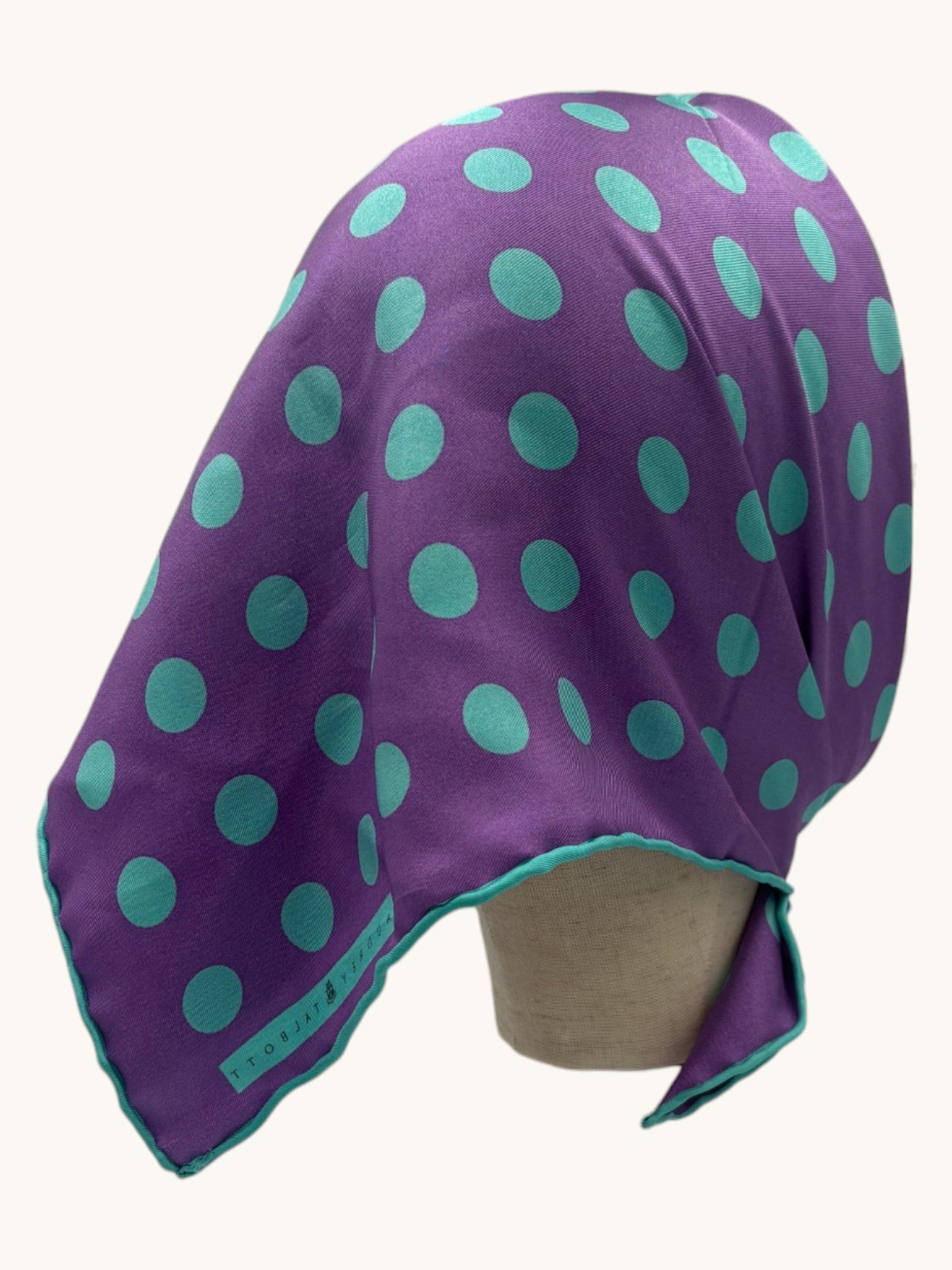 90s Audrey Talbott Purple Polka Dot Scarf