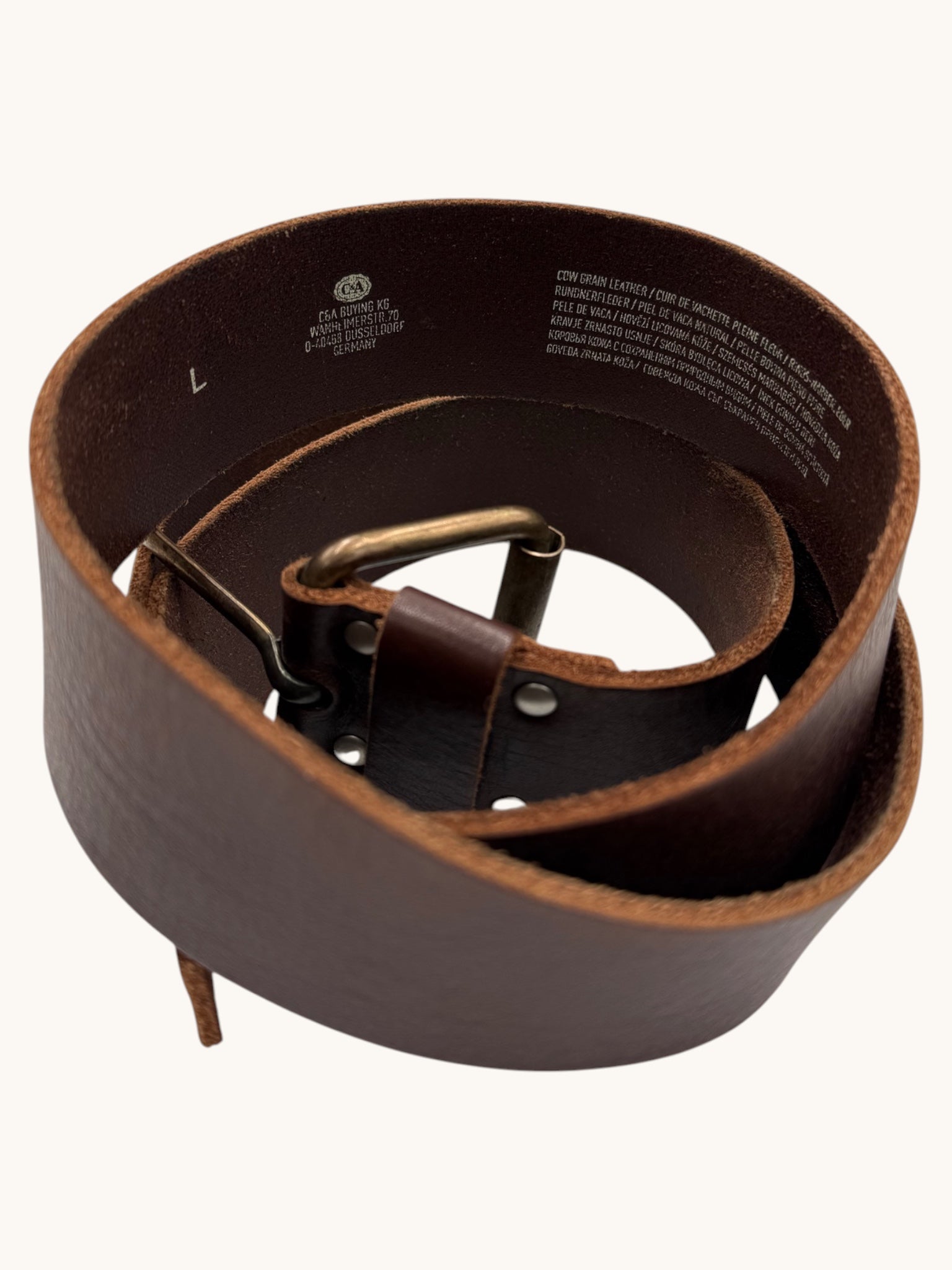 90s C&A Brown Leather Belt - L