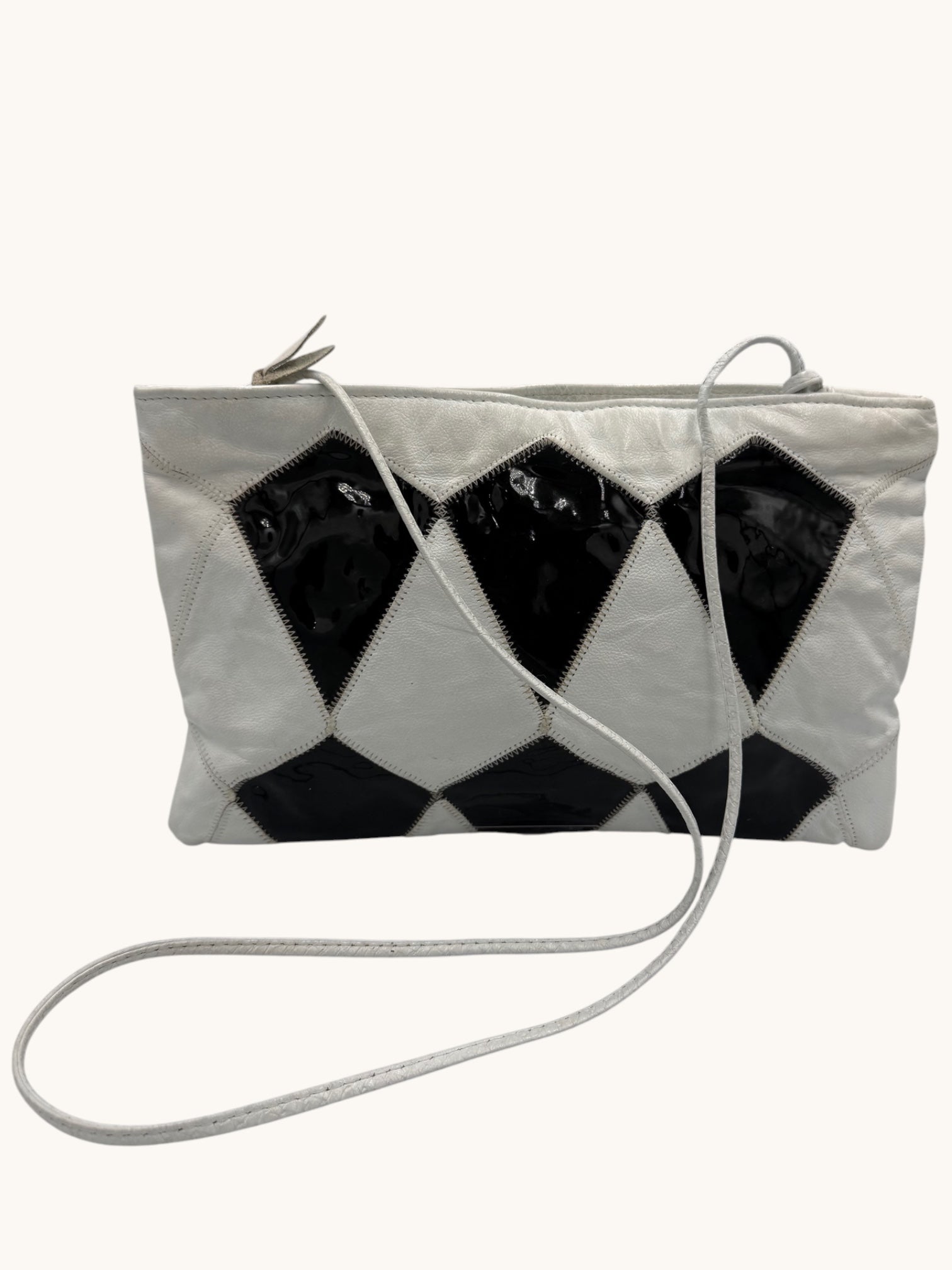 90s White Black Patterned Crossbody Bag