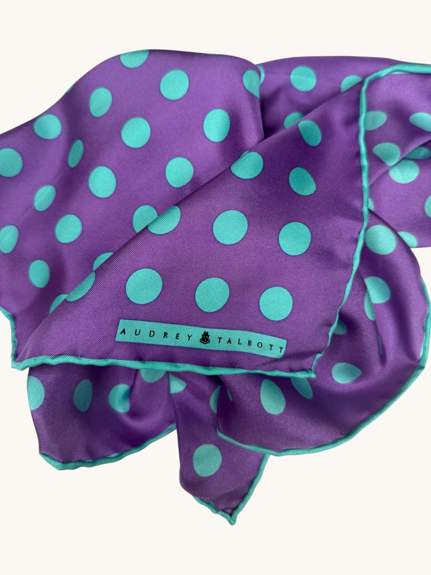 90s Audrey Talbott Purple Polka Dot Scarf