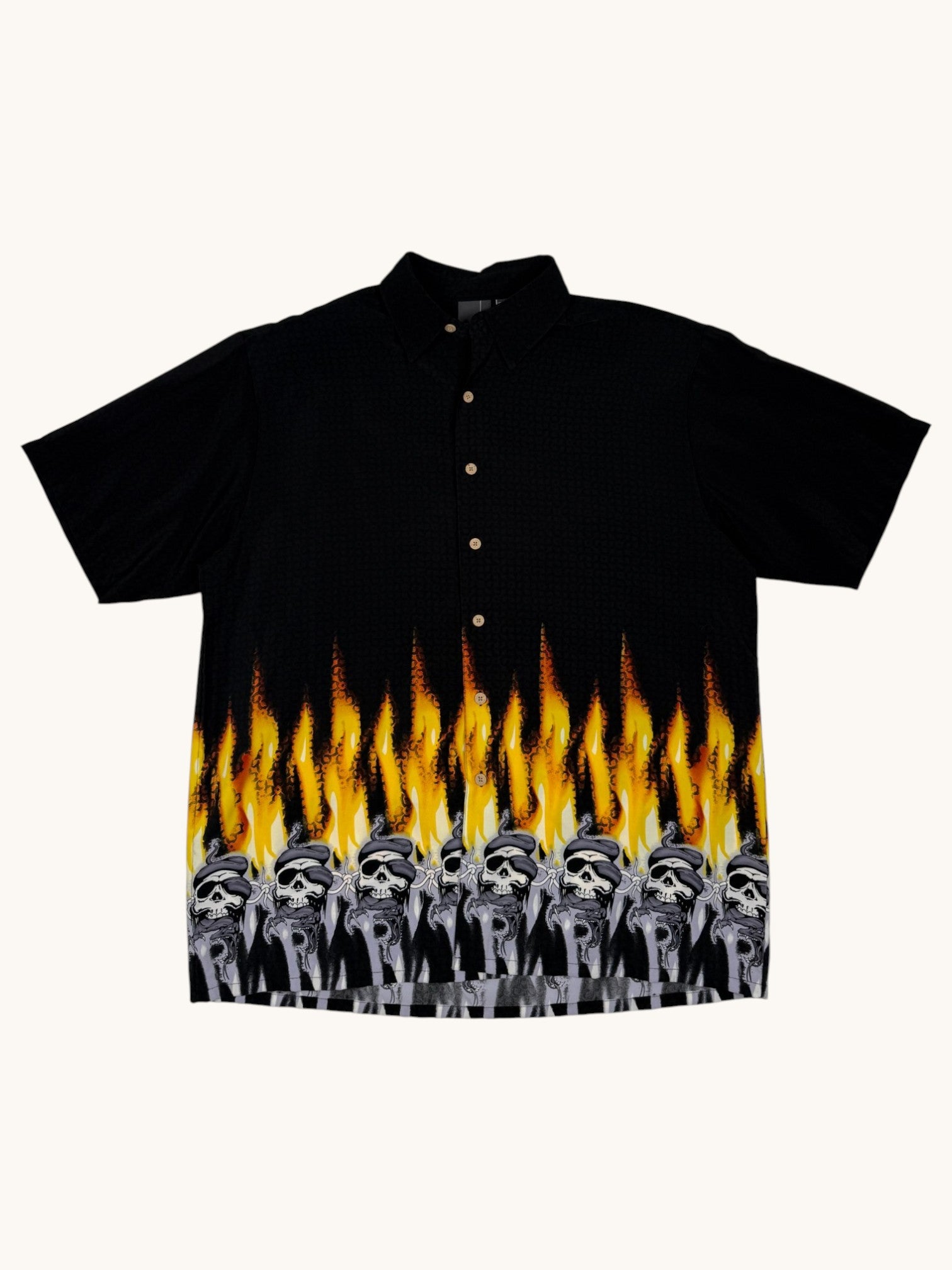 90s XG Black Flames Button Up - L