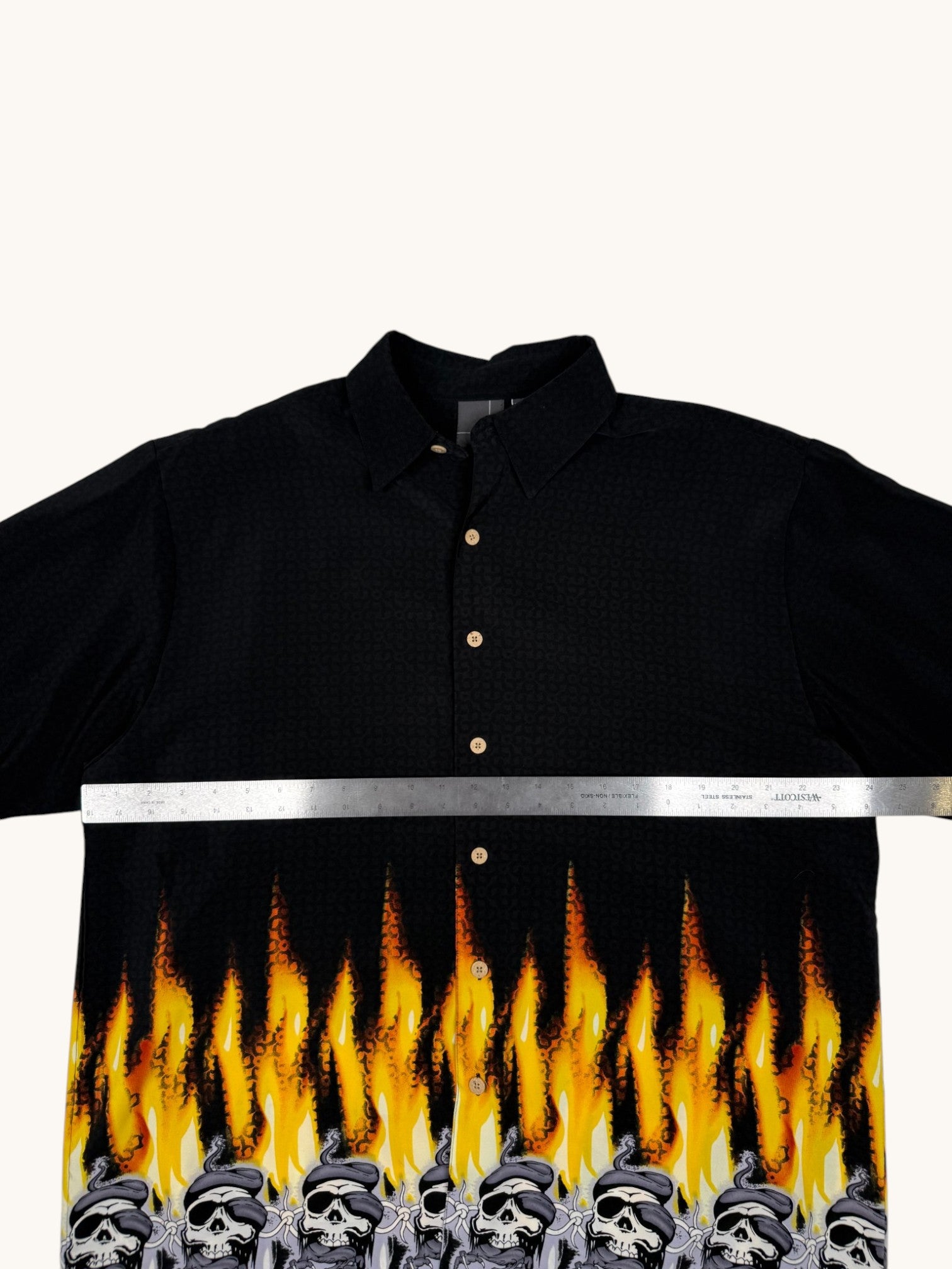 90s XG Black Flames Button Up - L