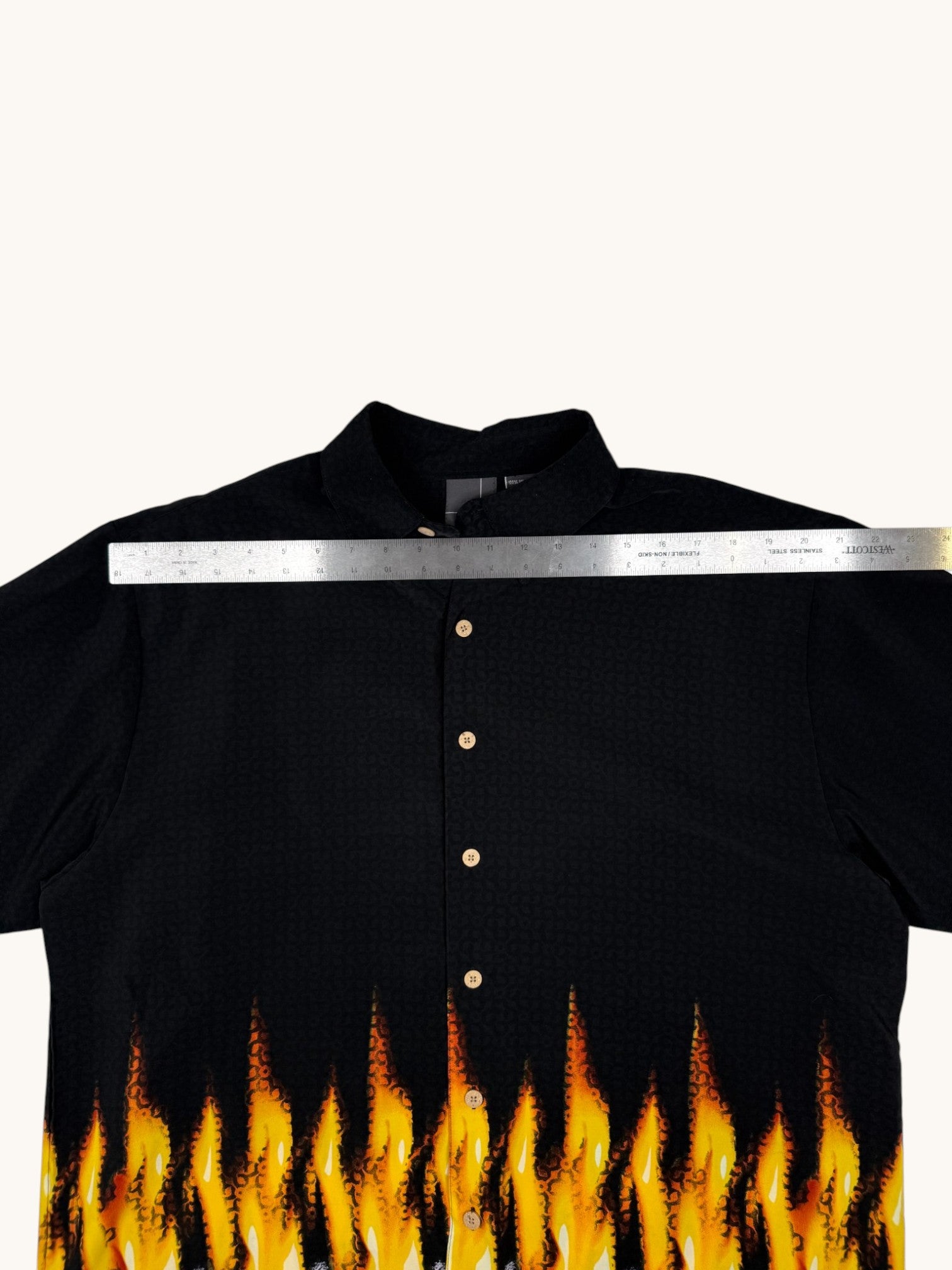 90s XG Black Flames Button Up - L