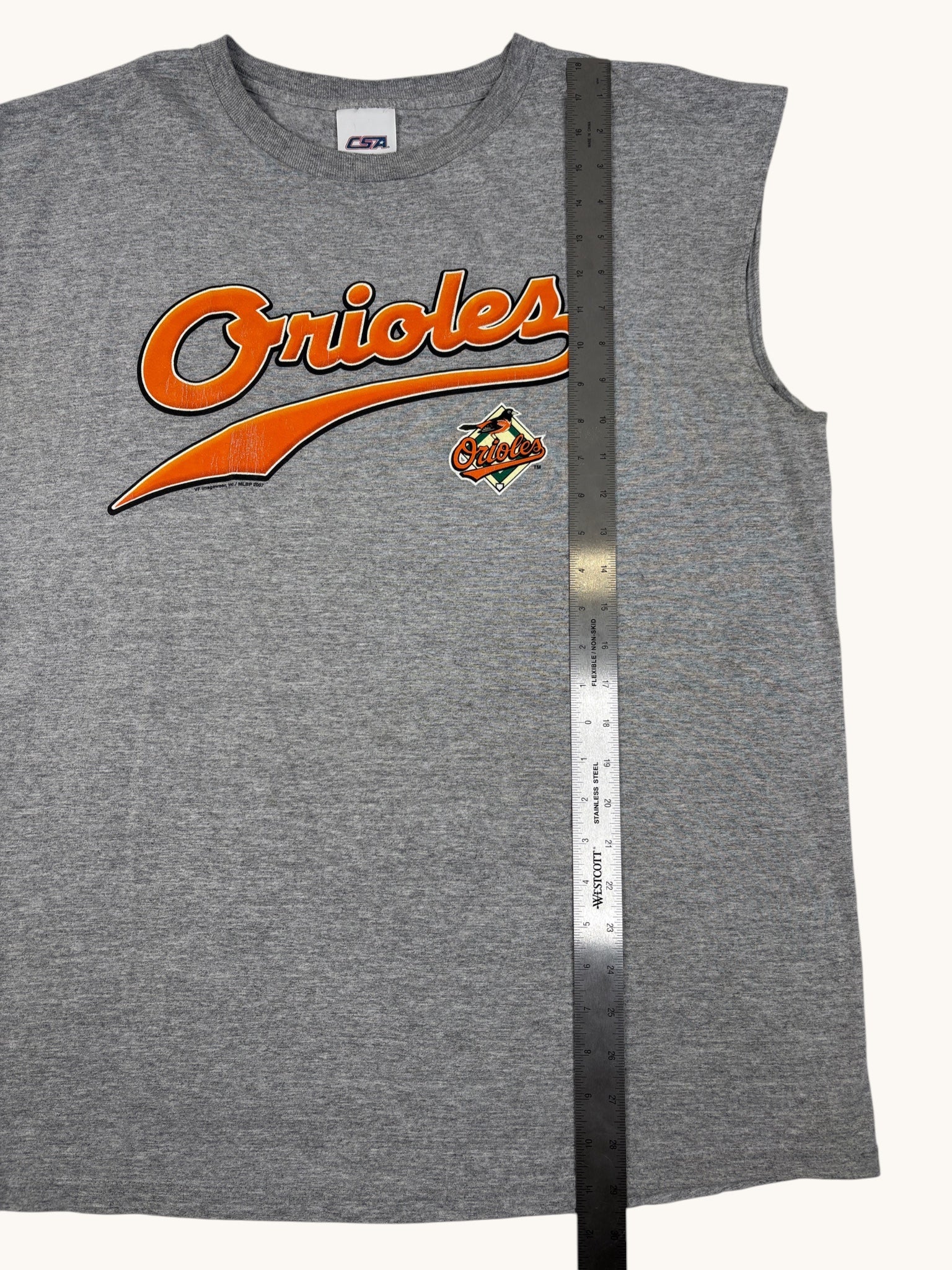 00s CSA Gray Orioles Cutoff Sleeve Tee
