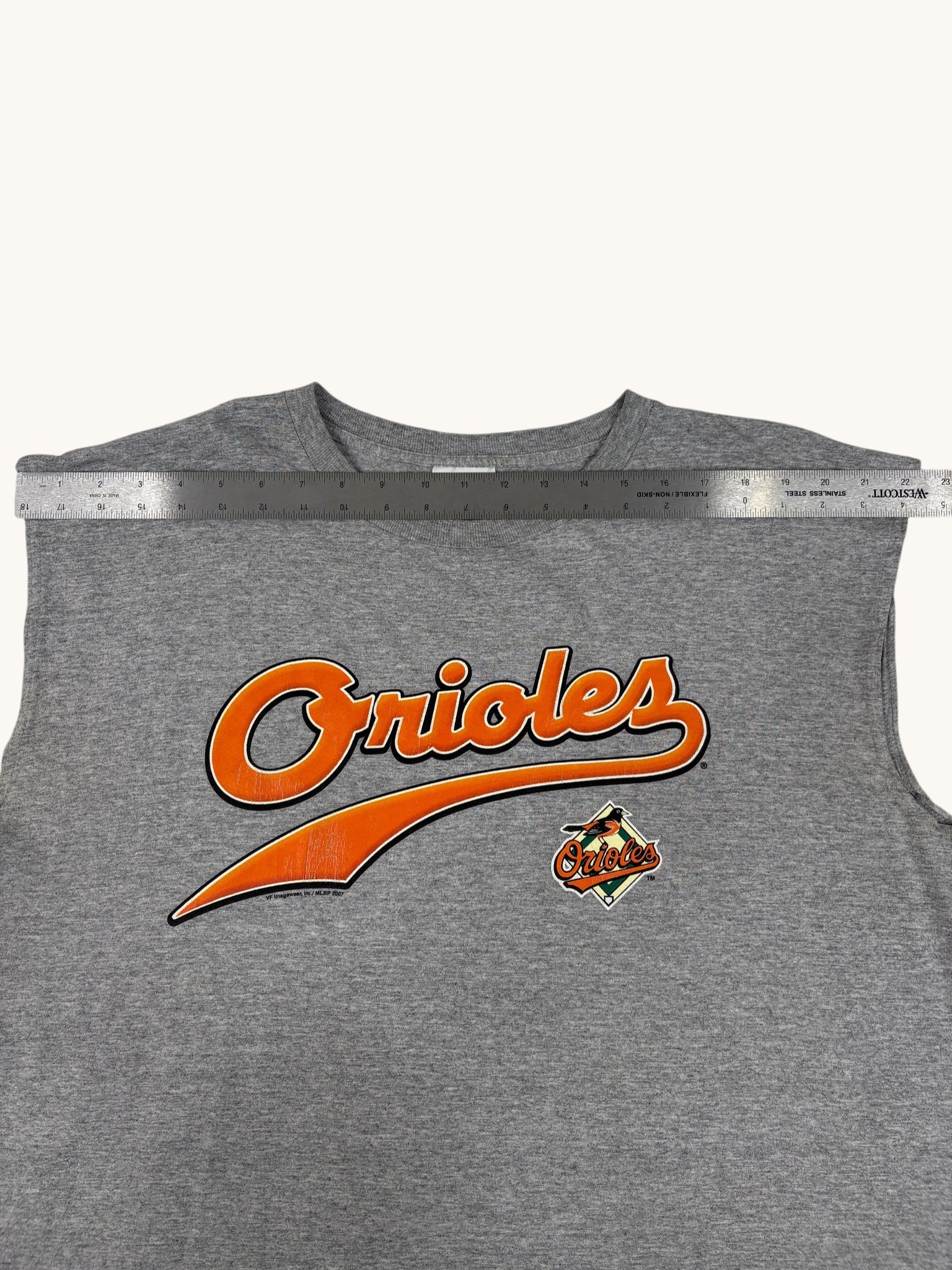 00s CSA Gray Orioles Cutoff Sleeve Tee