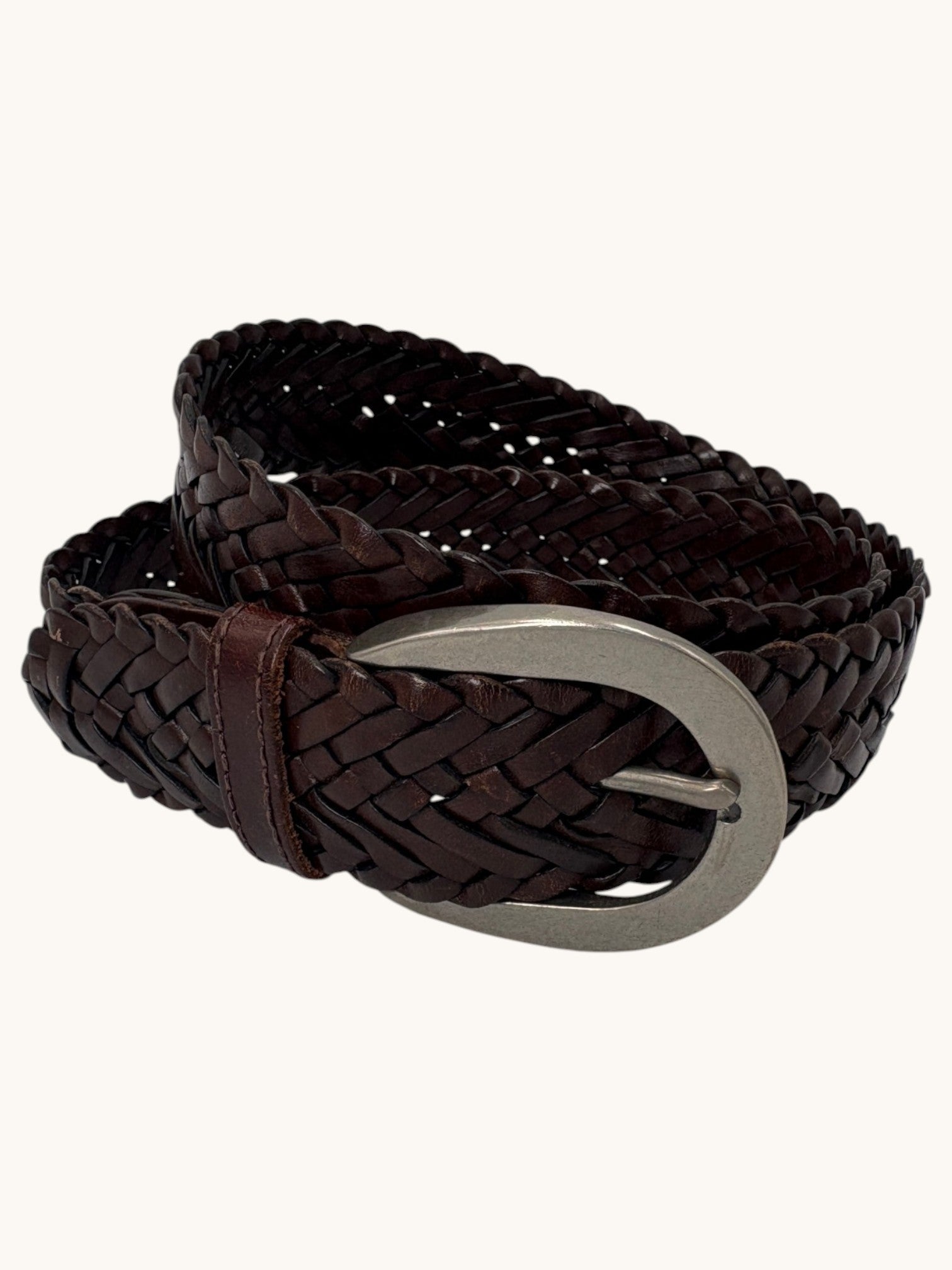 90s Coach Brown Braided Leather Belt - M