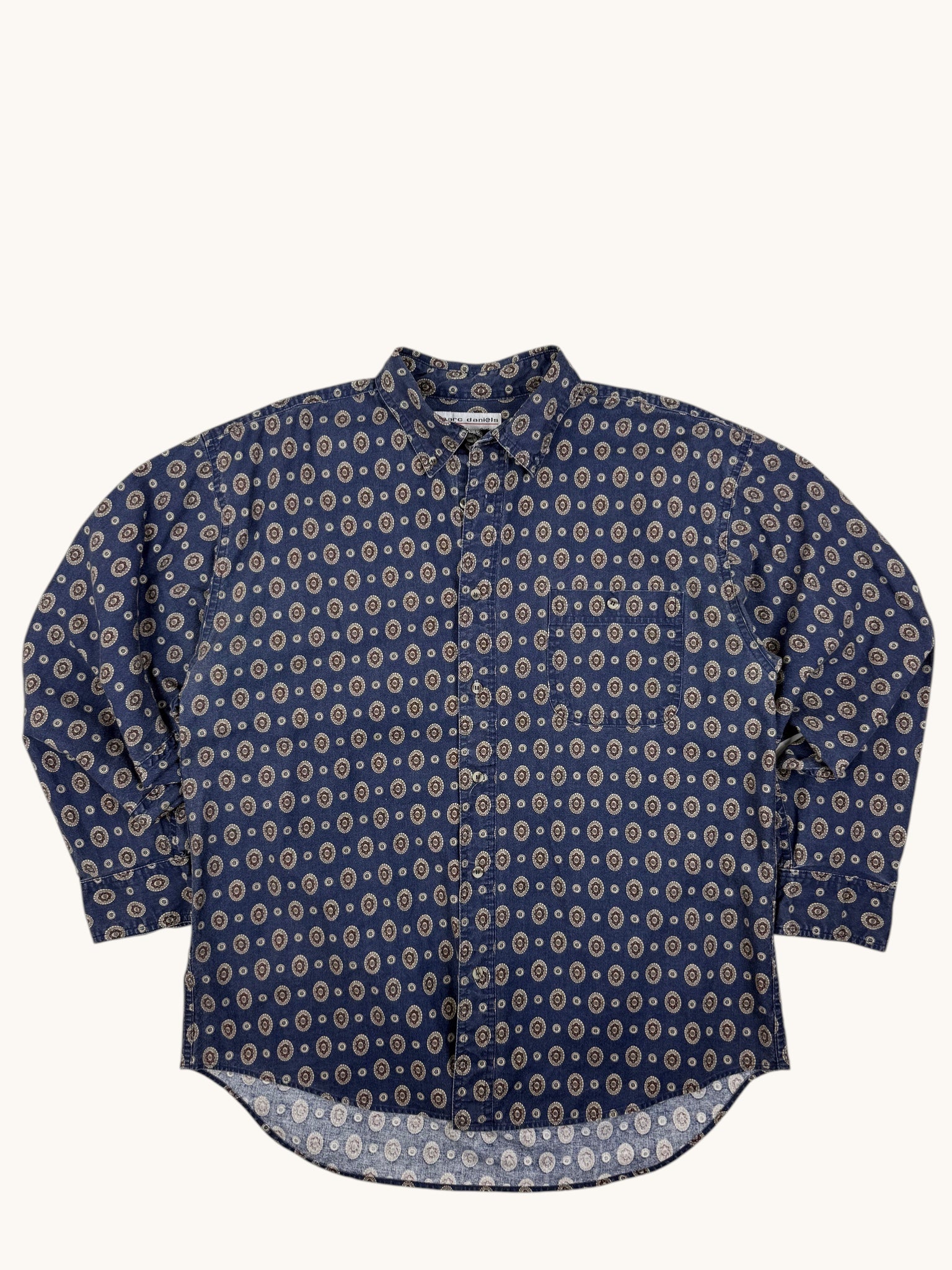 90s Marc Daniels Blue Patterned Button Up - L