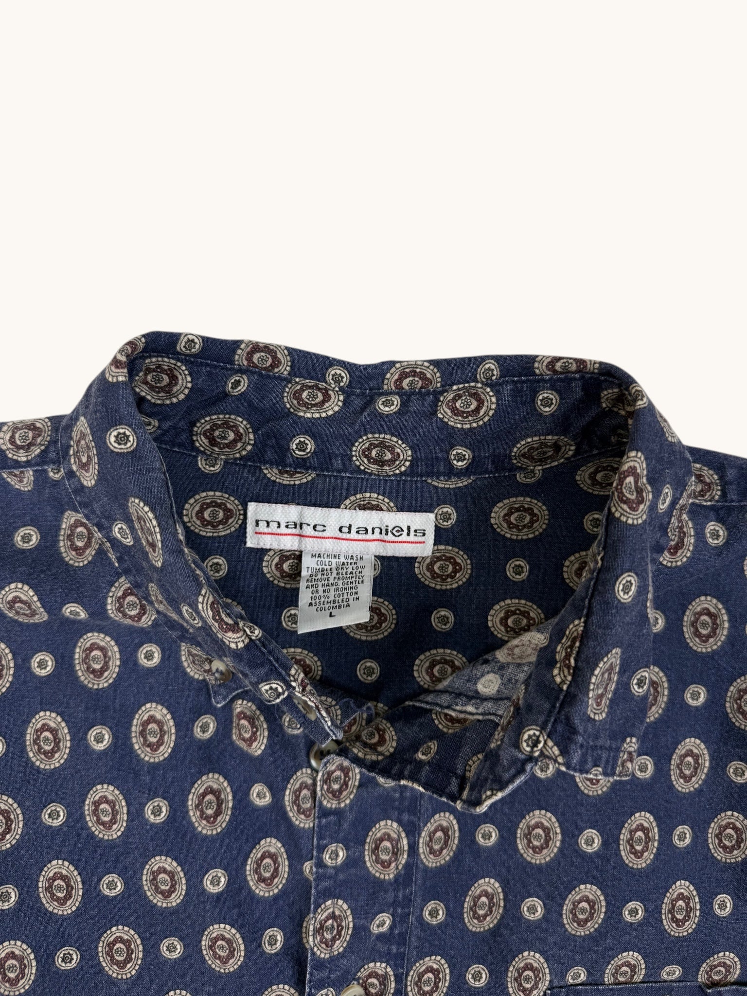 90s Marc Daniels Blue Patterned Button Up - L