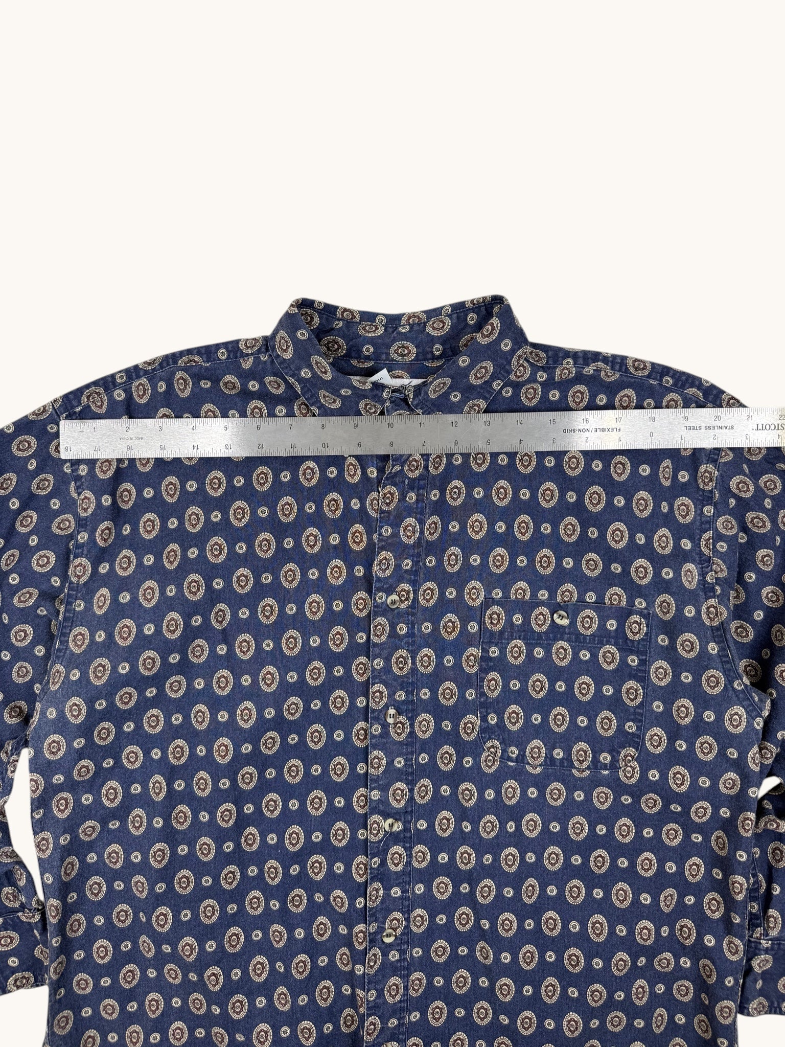 90s Marc Daniels Blue Patterned Button Up - L