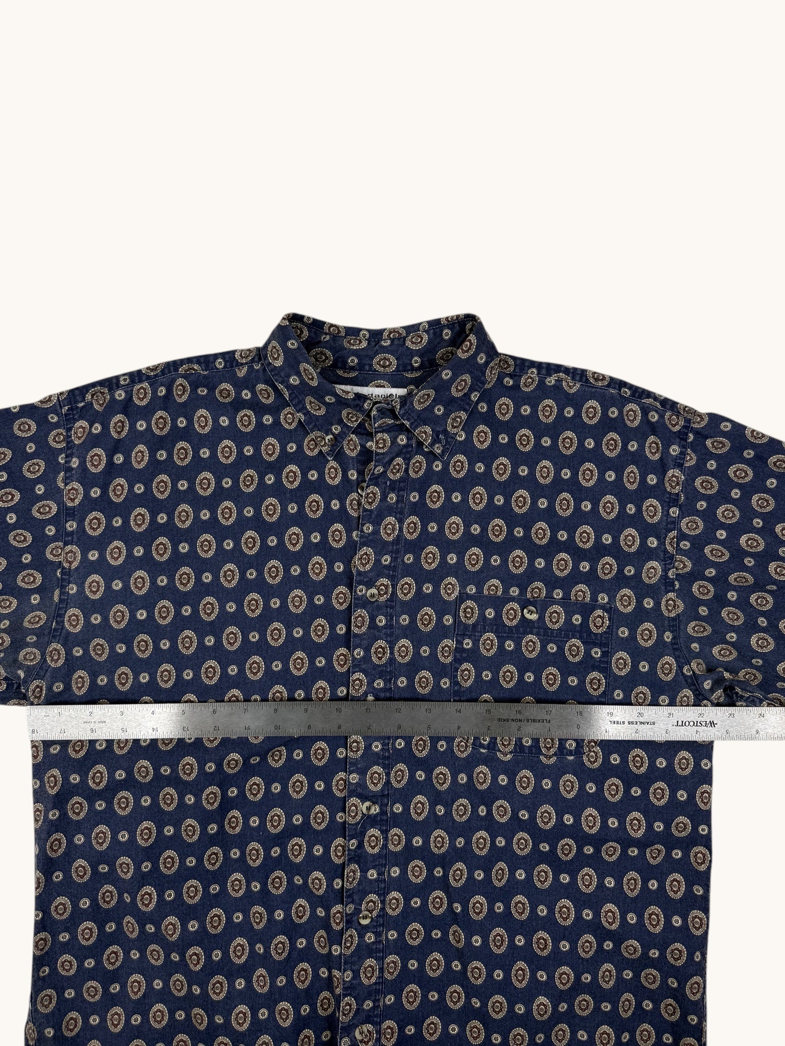 90s Marc Daniels Blue Patterned Button Up - L