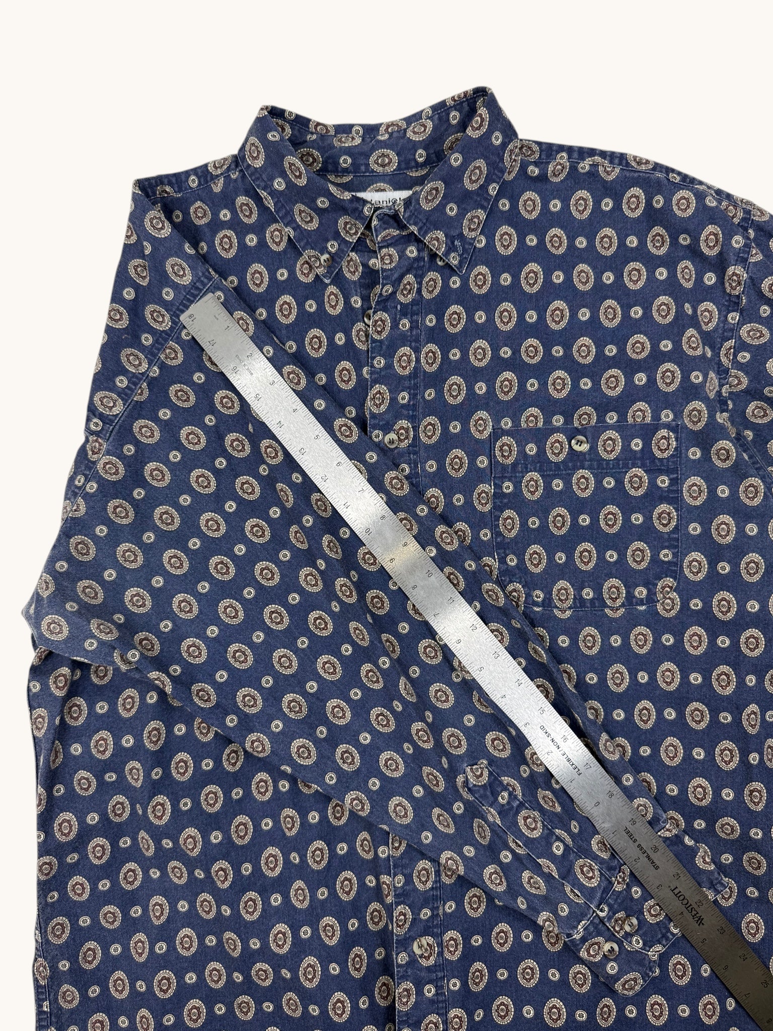 90s Marc Daniels Blue Patterned Button Up - L