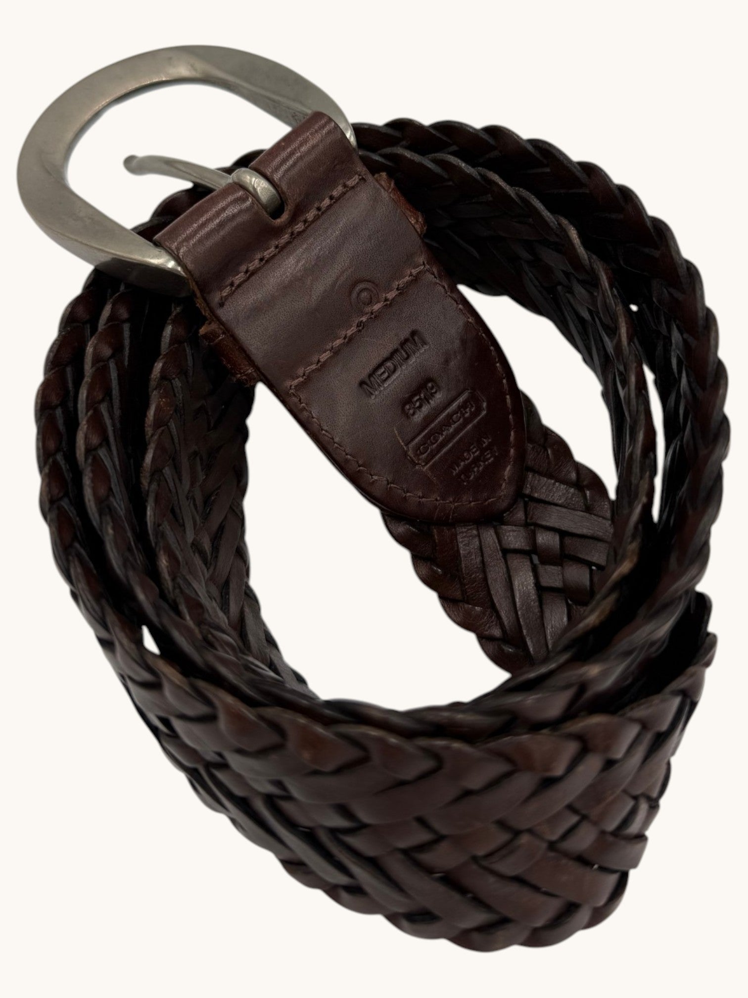 90s Coach Brown Braided Leather Belt - M
