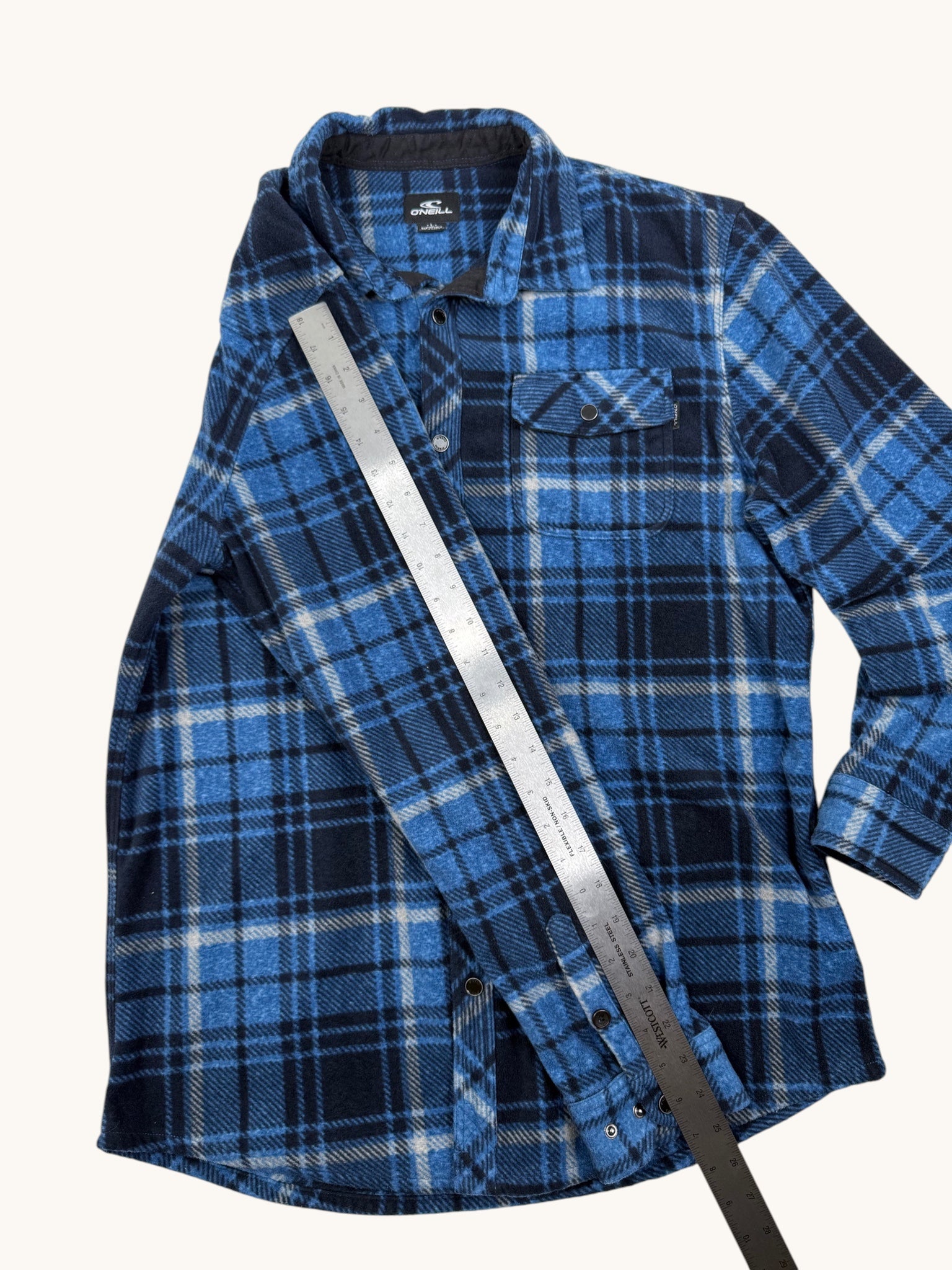 Oneil Blue Plaid Button Up Shirt - L
