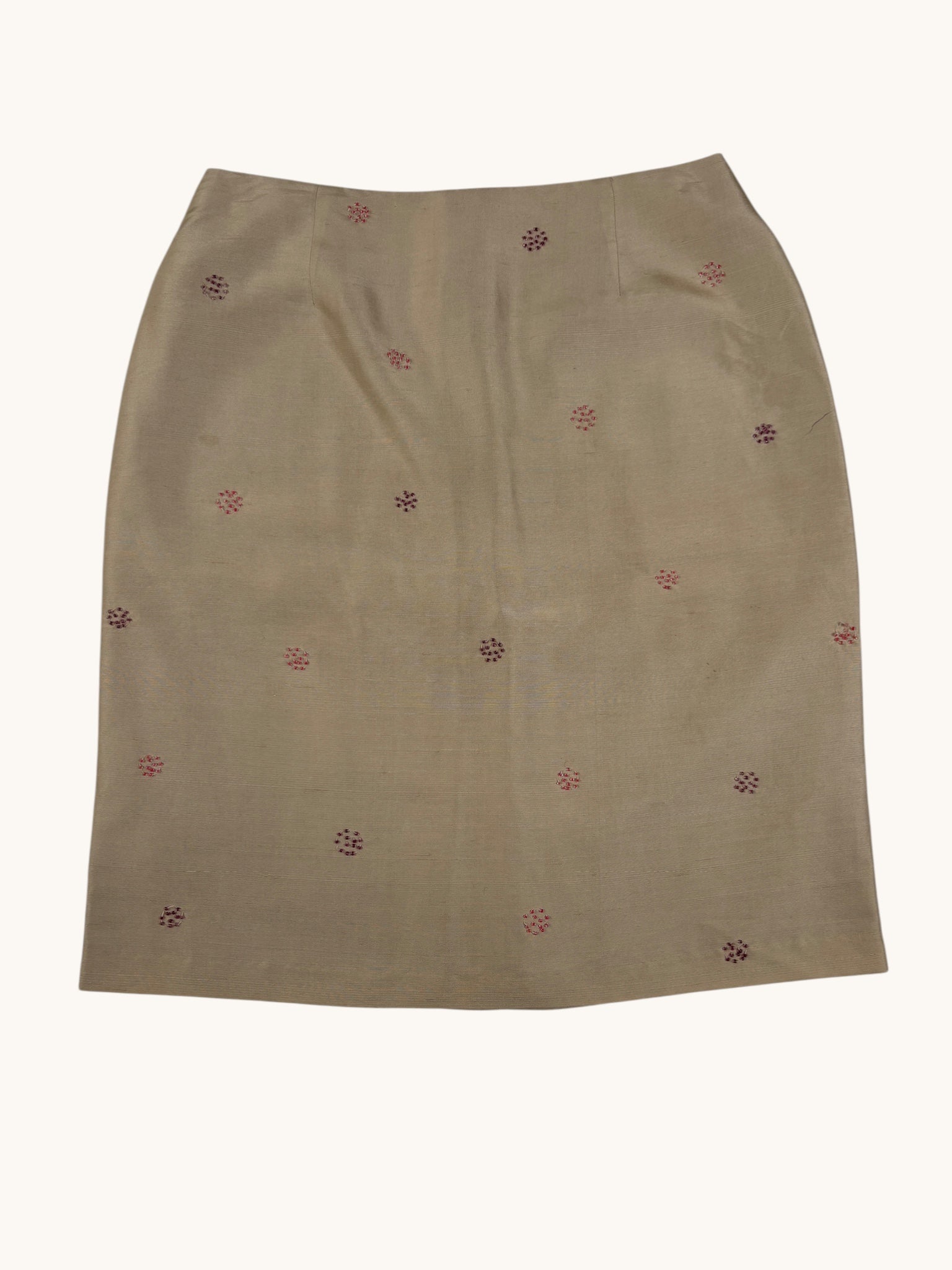 90s ice Beige Polka Dot Skirt - 8
