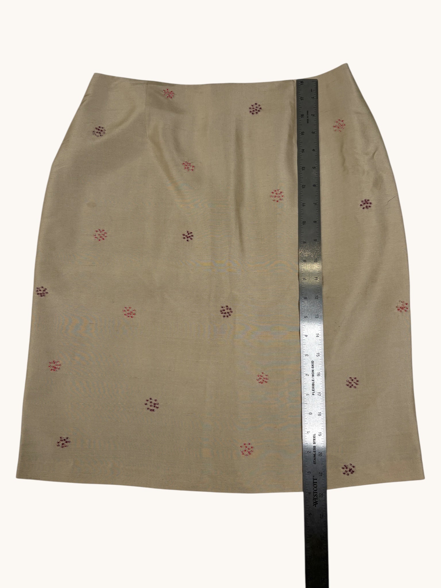 90s ice Beige Polka Dot Skirt - 8