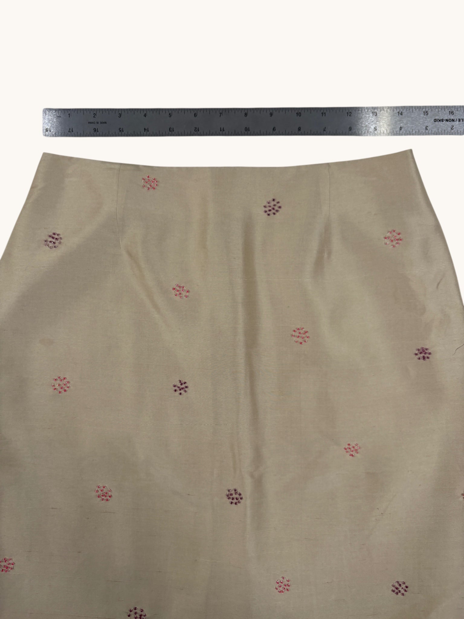 90s ice Beige Polka Dot Skirt - 8