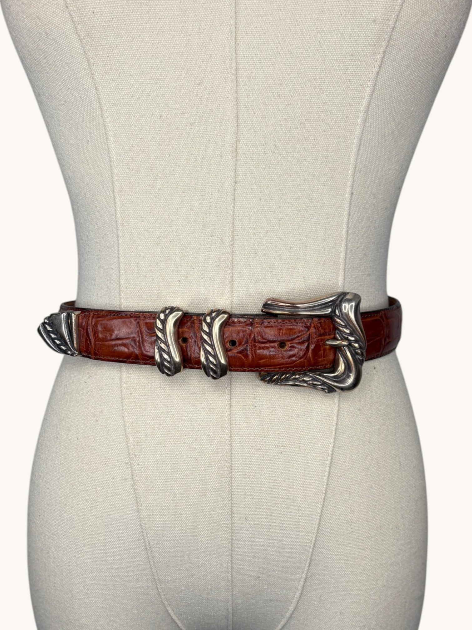 90s Onyx Brown Leather Belt - 28