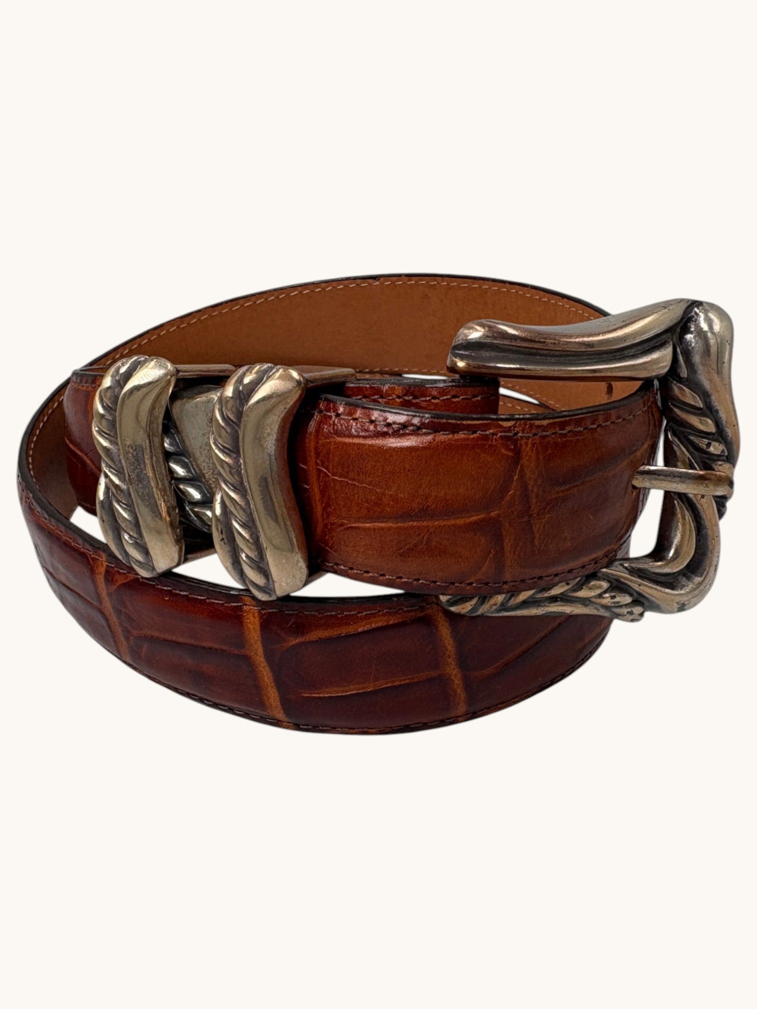 90s Onyx Brown Leather Belt - 28