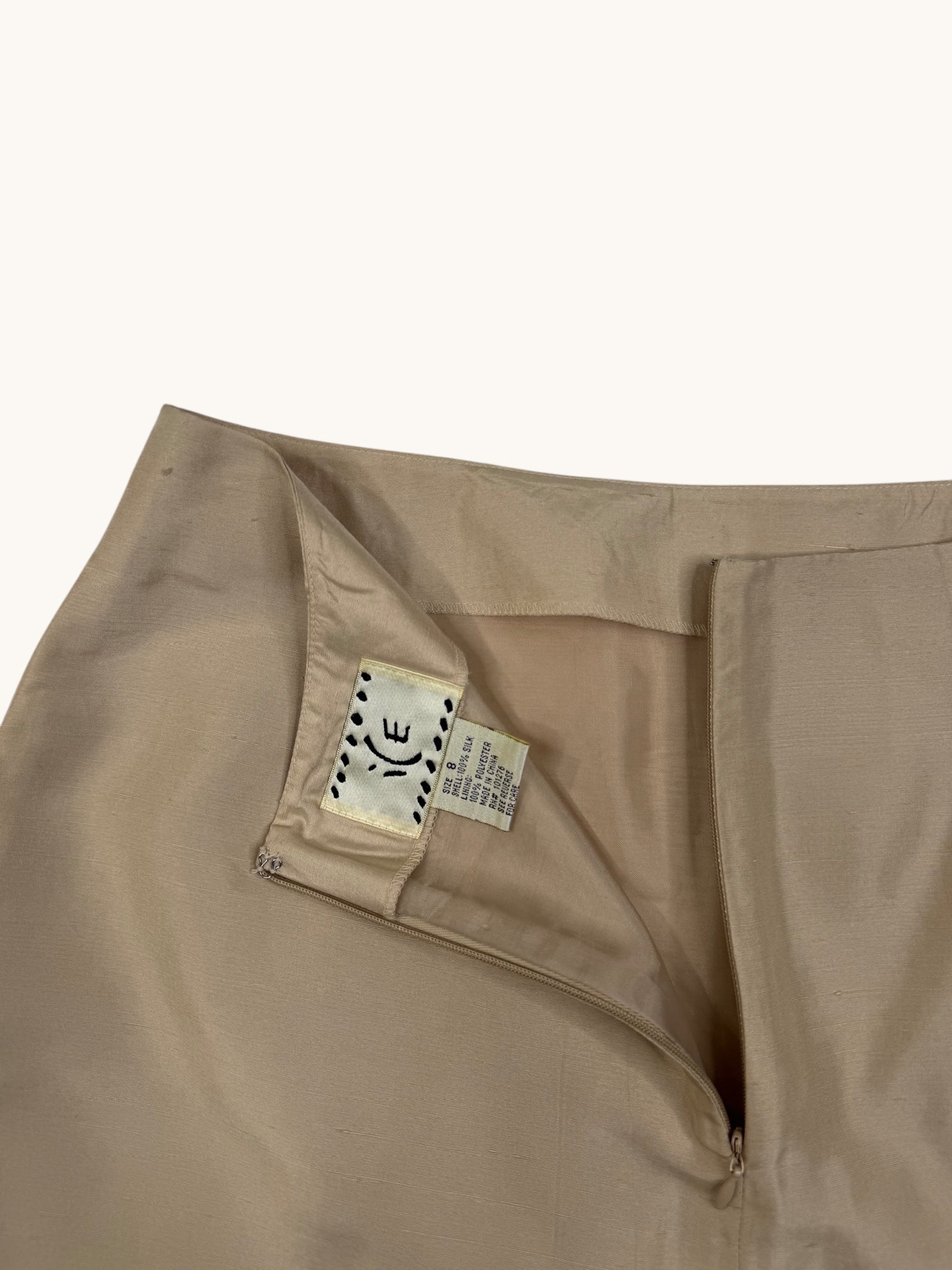90s ice Beige Polka Dot Skirt - 8