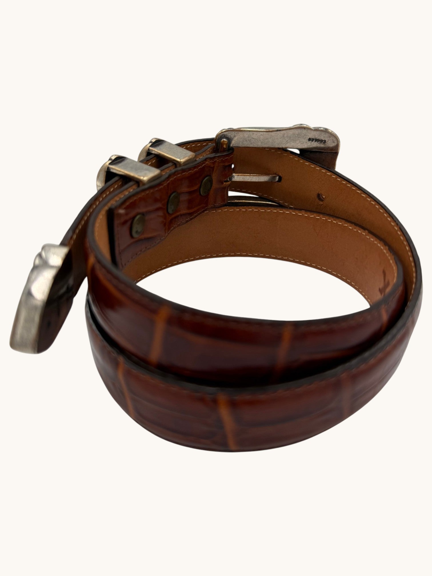 90s Onyx Brown Leather Belt - 28