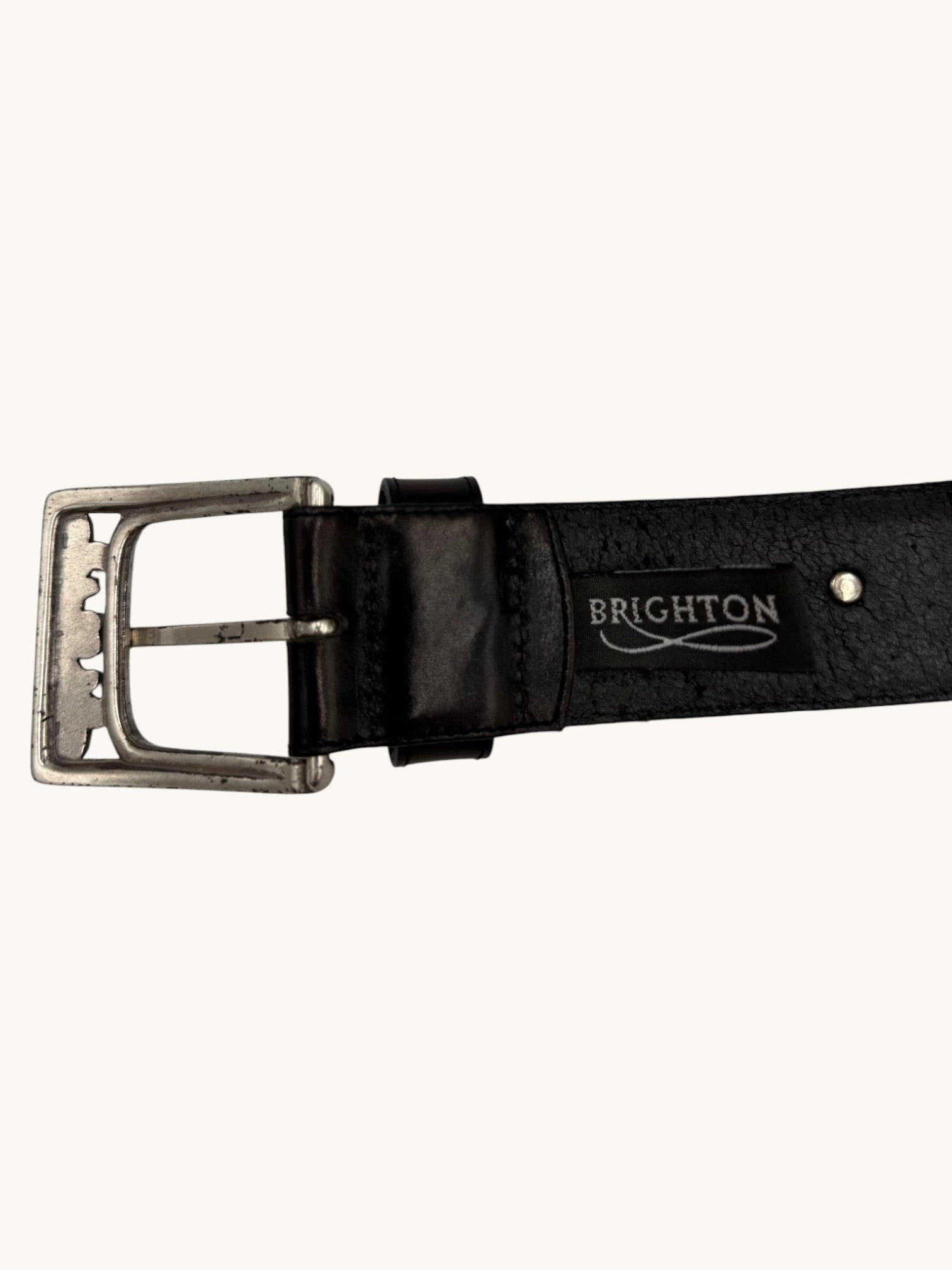 90s Brighton Black Leather Belt - M
