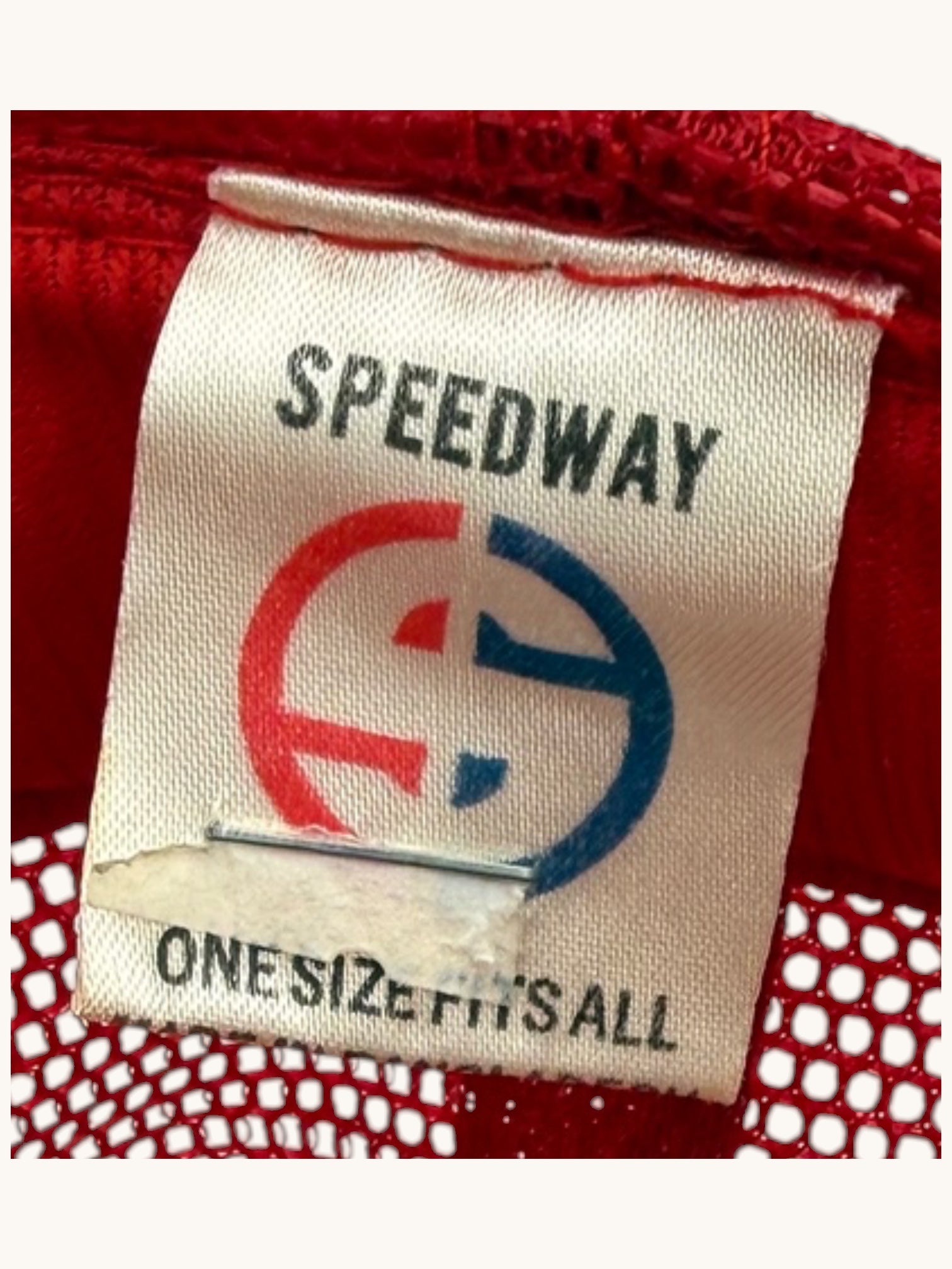 90s Speedway Red White Jamestown Trucker Hat