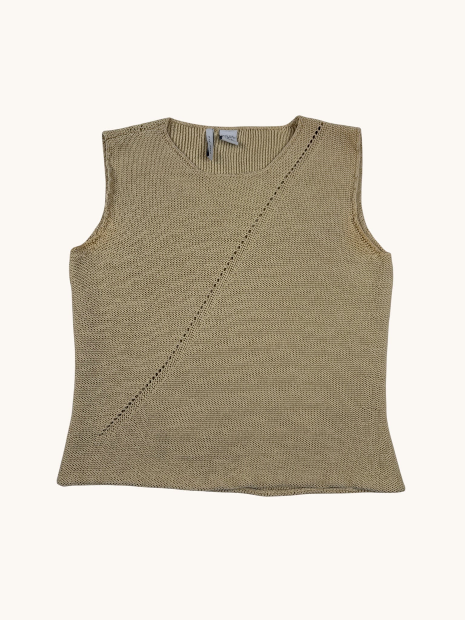 90s Via Seta Beige Sweater Vest - S