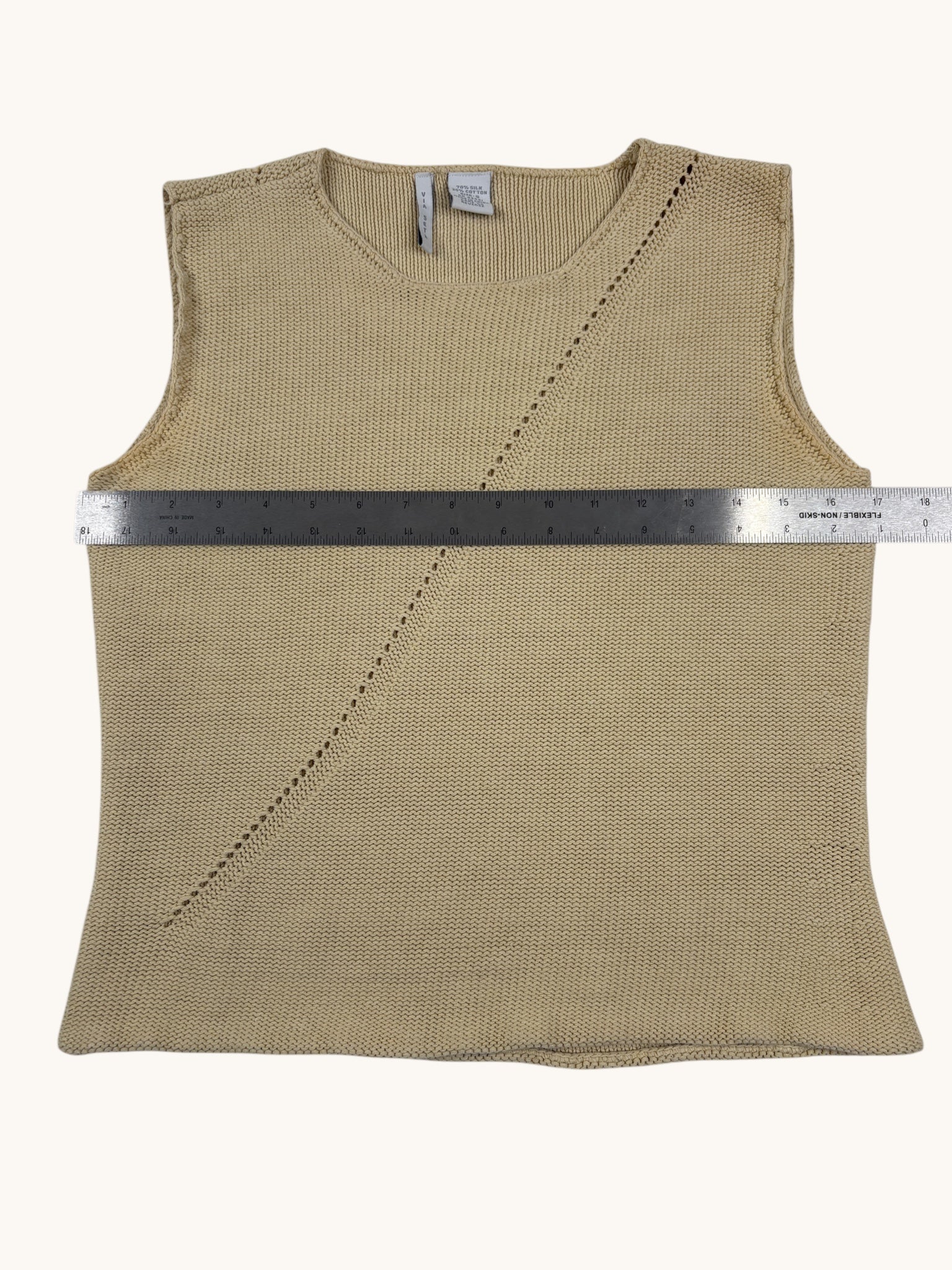 90s Via Seta Beige Sweater Vest - S