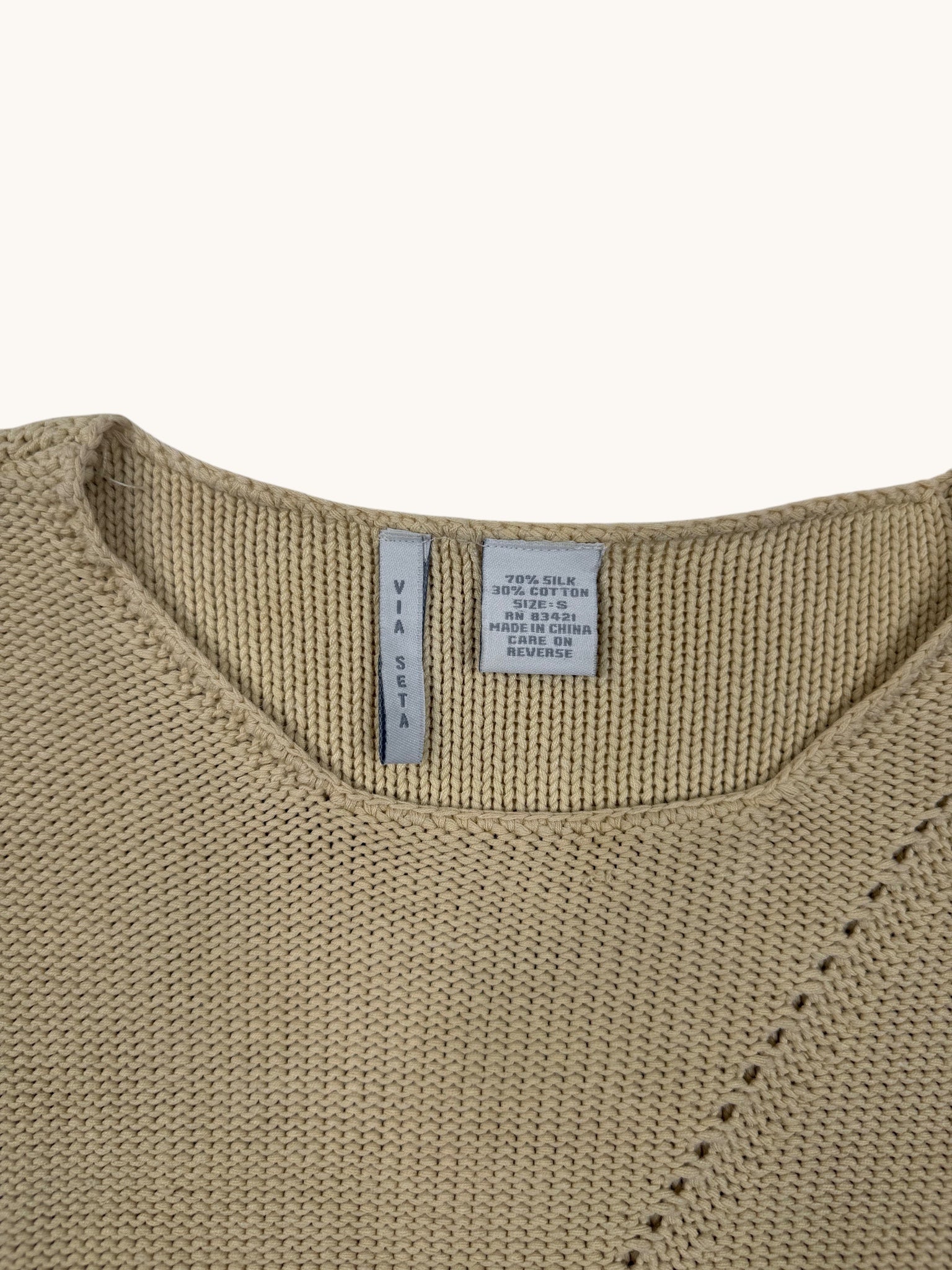 90s Via Seta Beige Sweater Vest - S