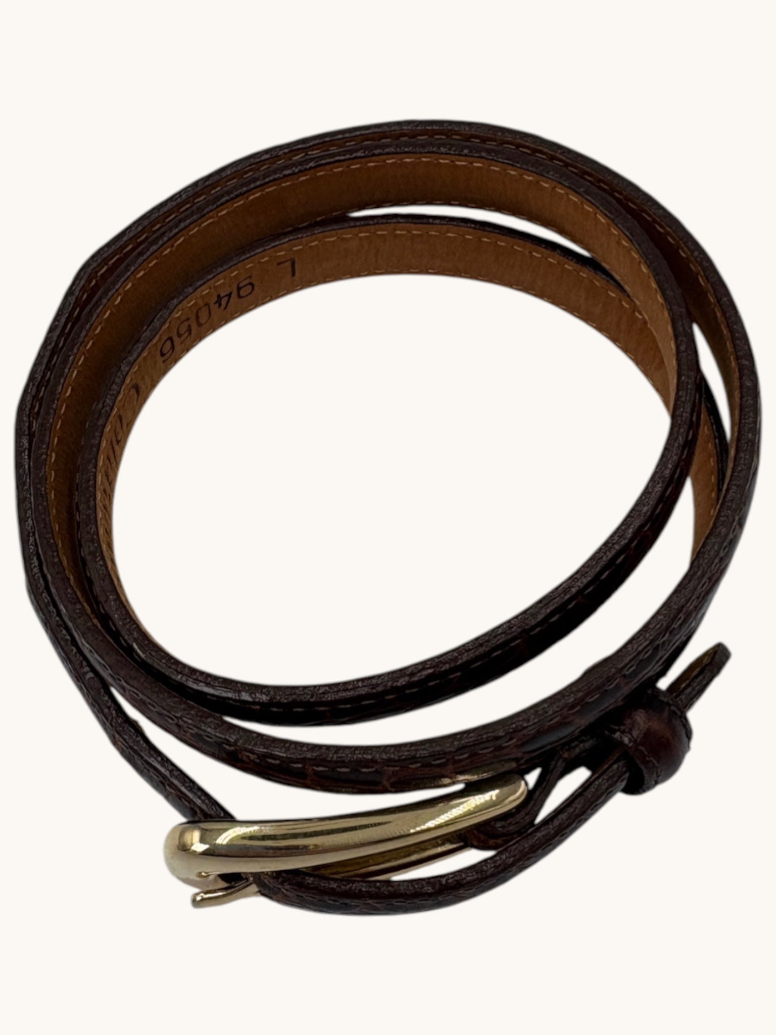 90s Coldwater Creek Brown Leather Belt with Brass Buckle - L